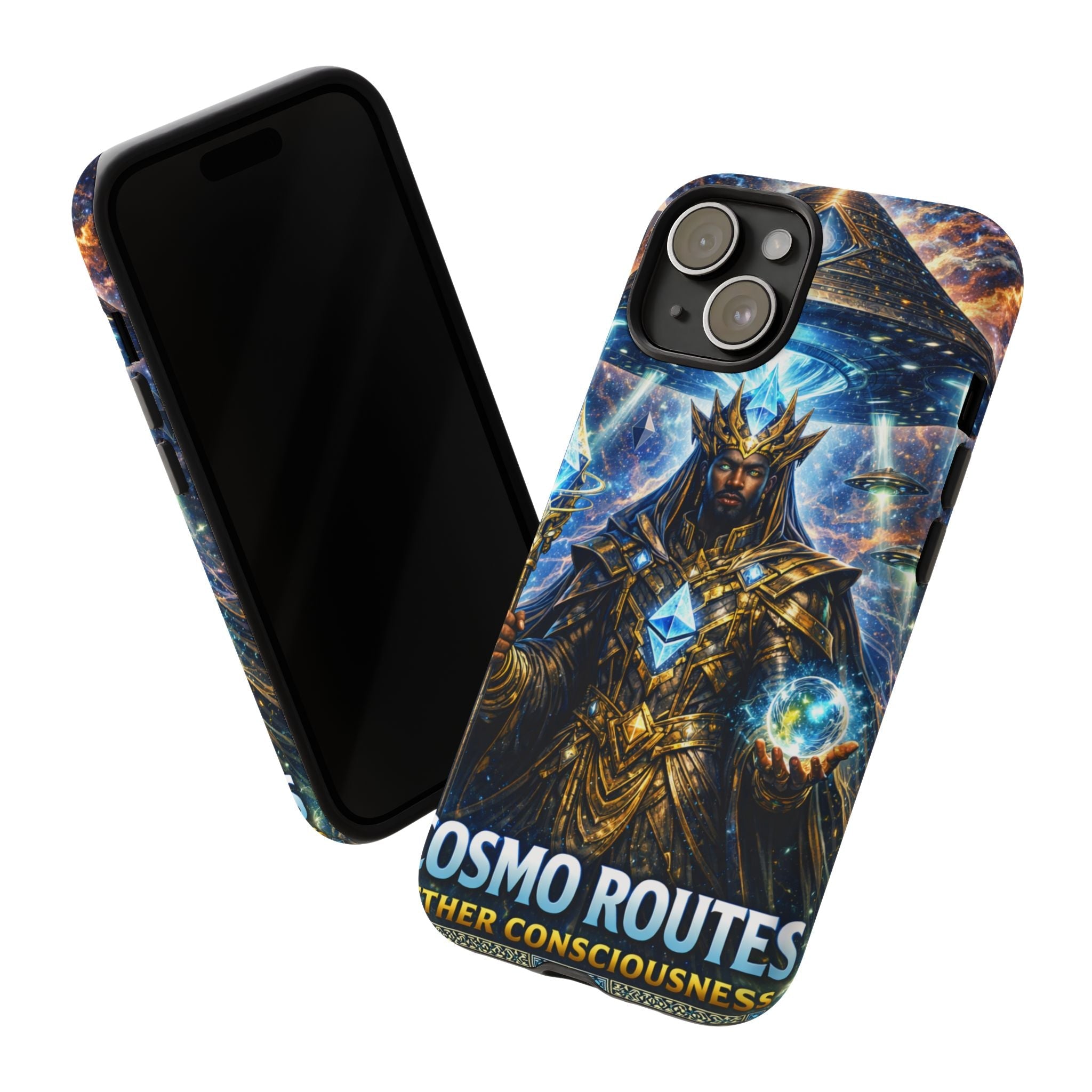 Cosmic King Armor Phone Case — "Cosmo Routes: Ether Consciousness" Printify
