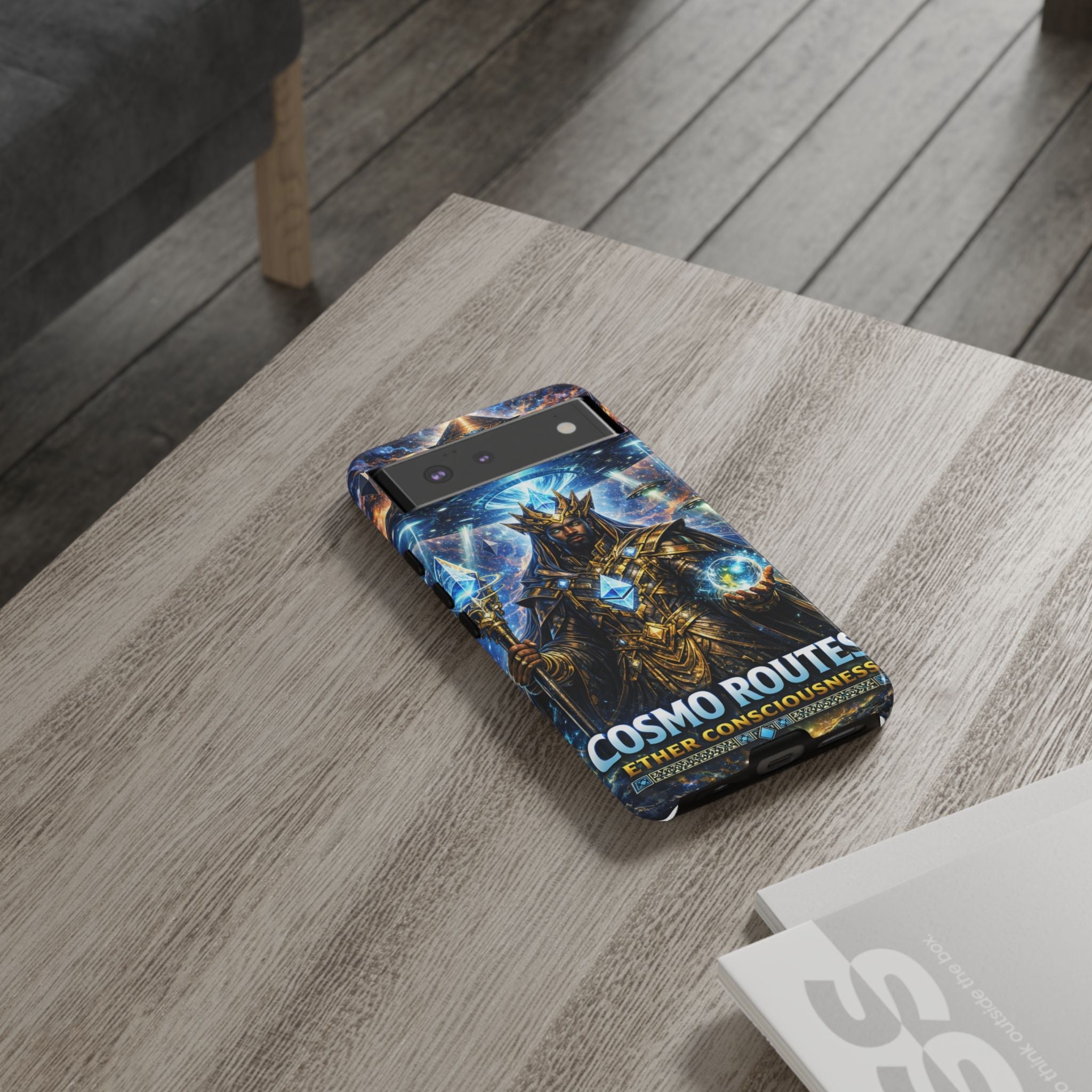 Cosmic King Armor Phone Case — "Cosmo Routes: Ether Consciousness" Printify