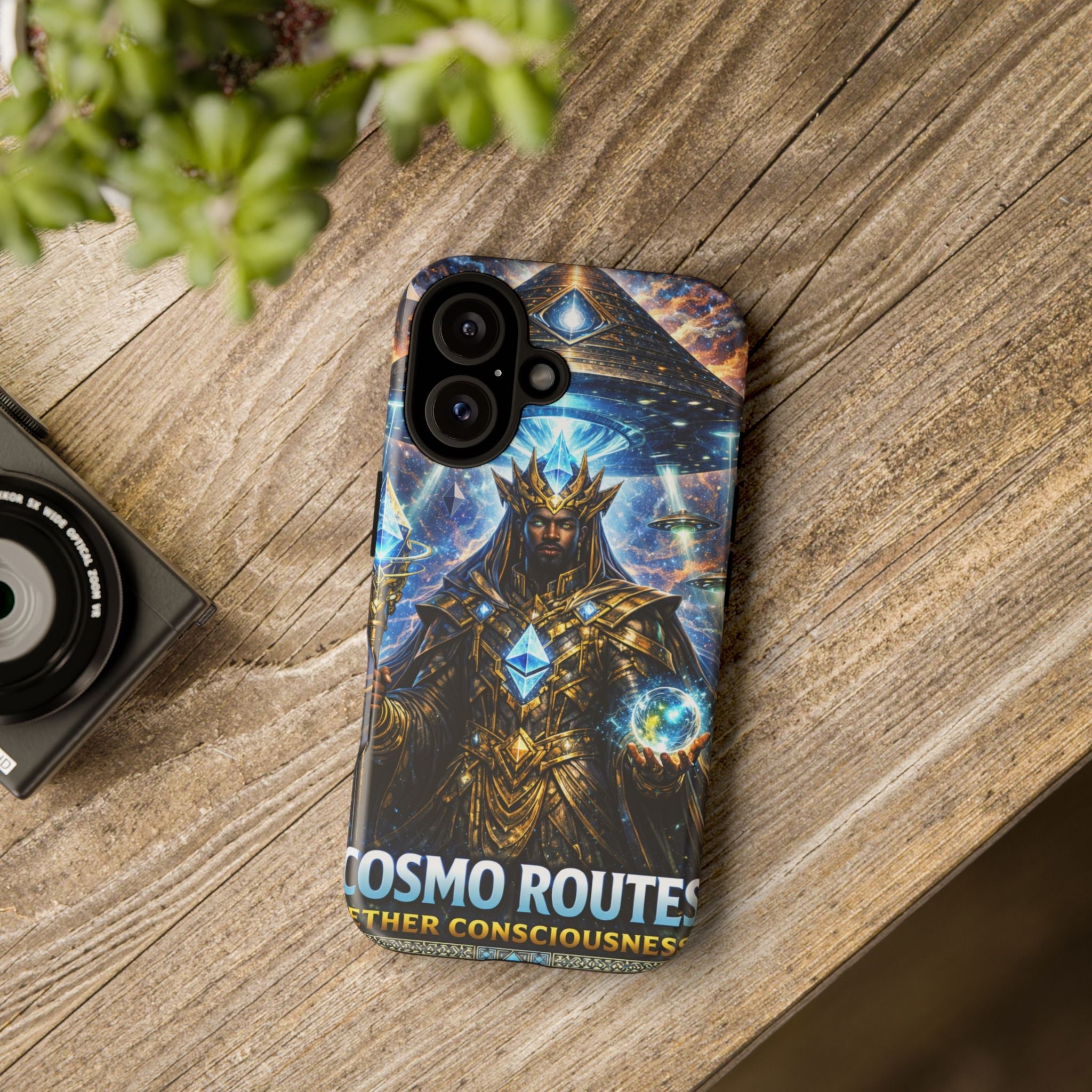Cosmic King Armor Phone Case — "Cosmo Routes: Ether Consciousness" Printify