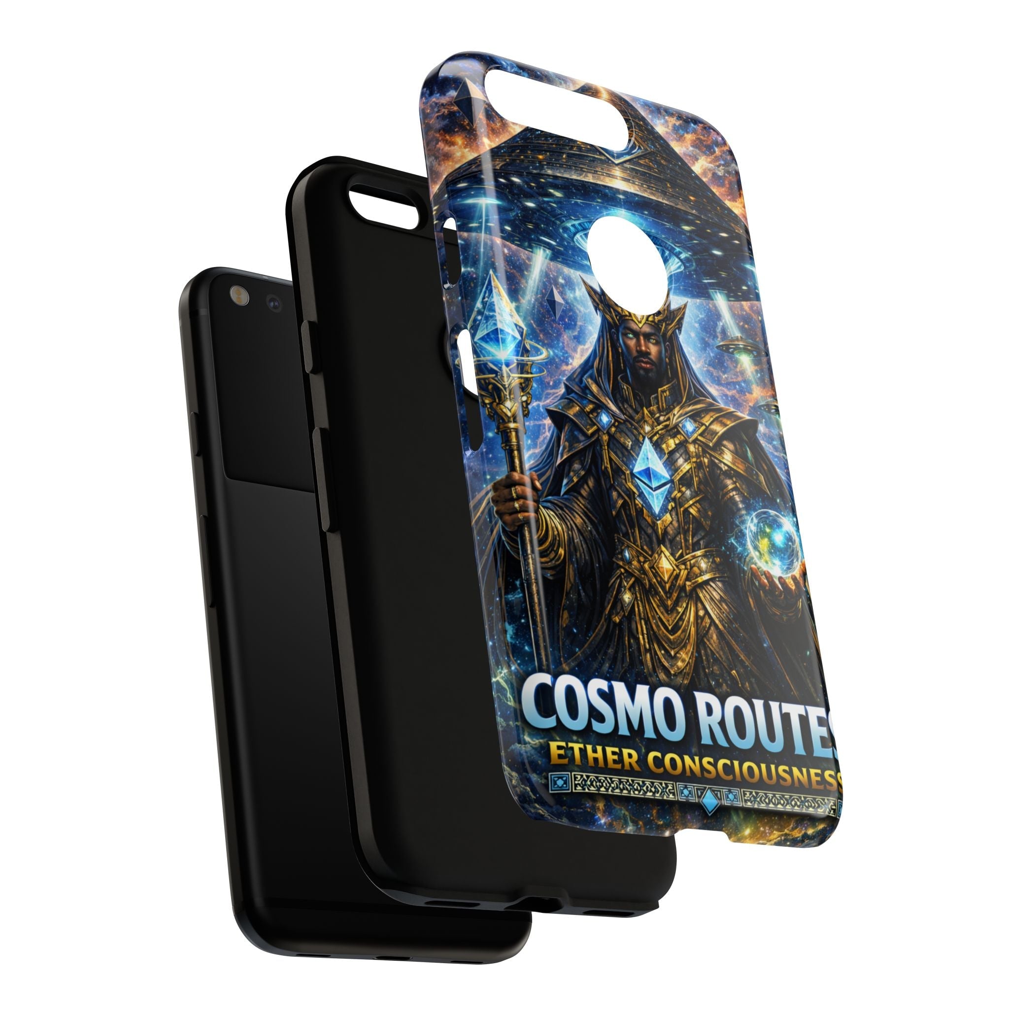 Cosmic King Armor Phone Case — "Cosmo Routes: Ether Consciousness" Printify