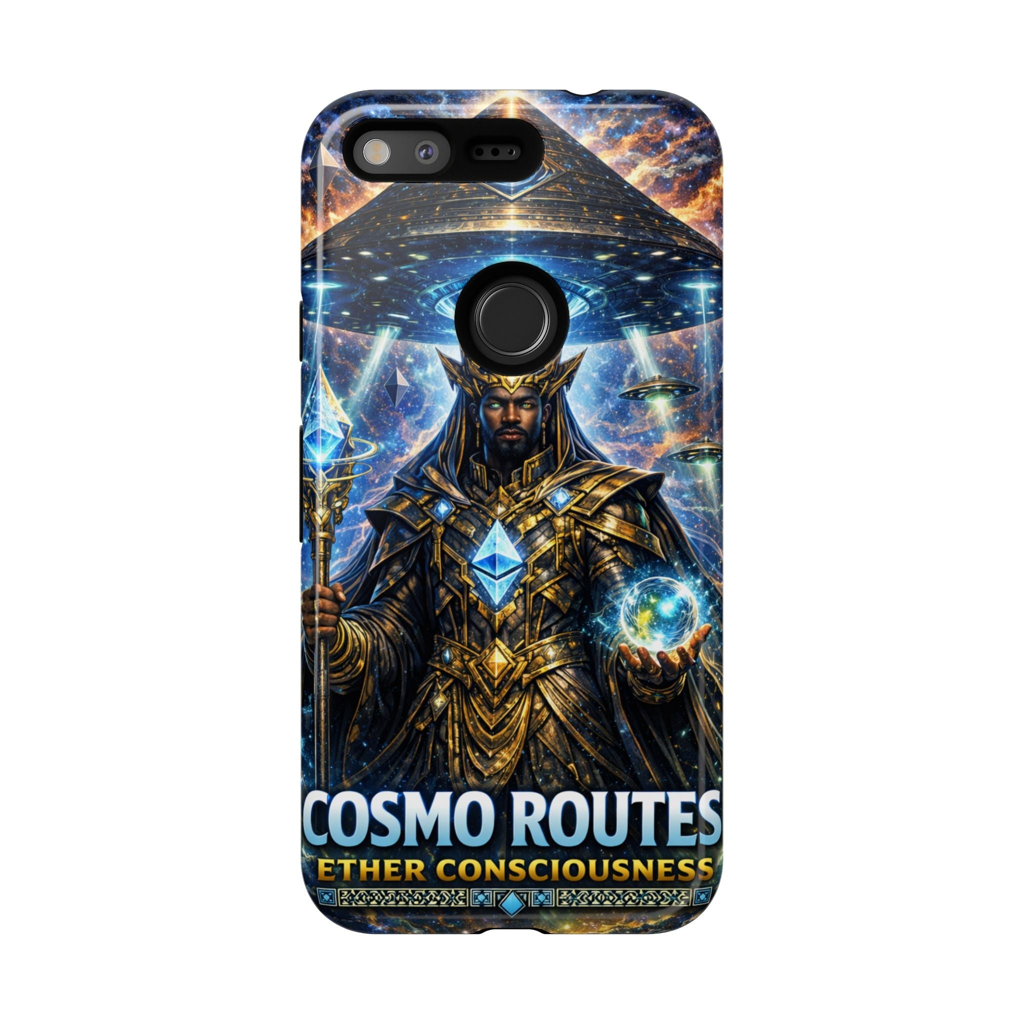 Cosmic King Armor Phone Case — "Cosmo Routes: Ether Consciousness" Printify