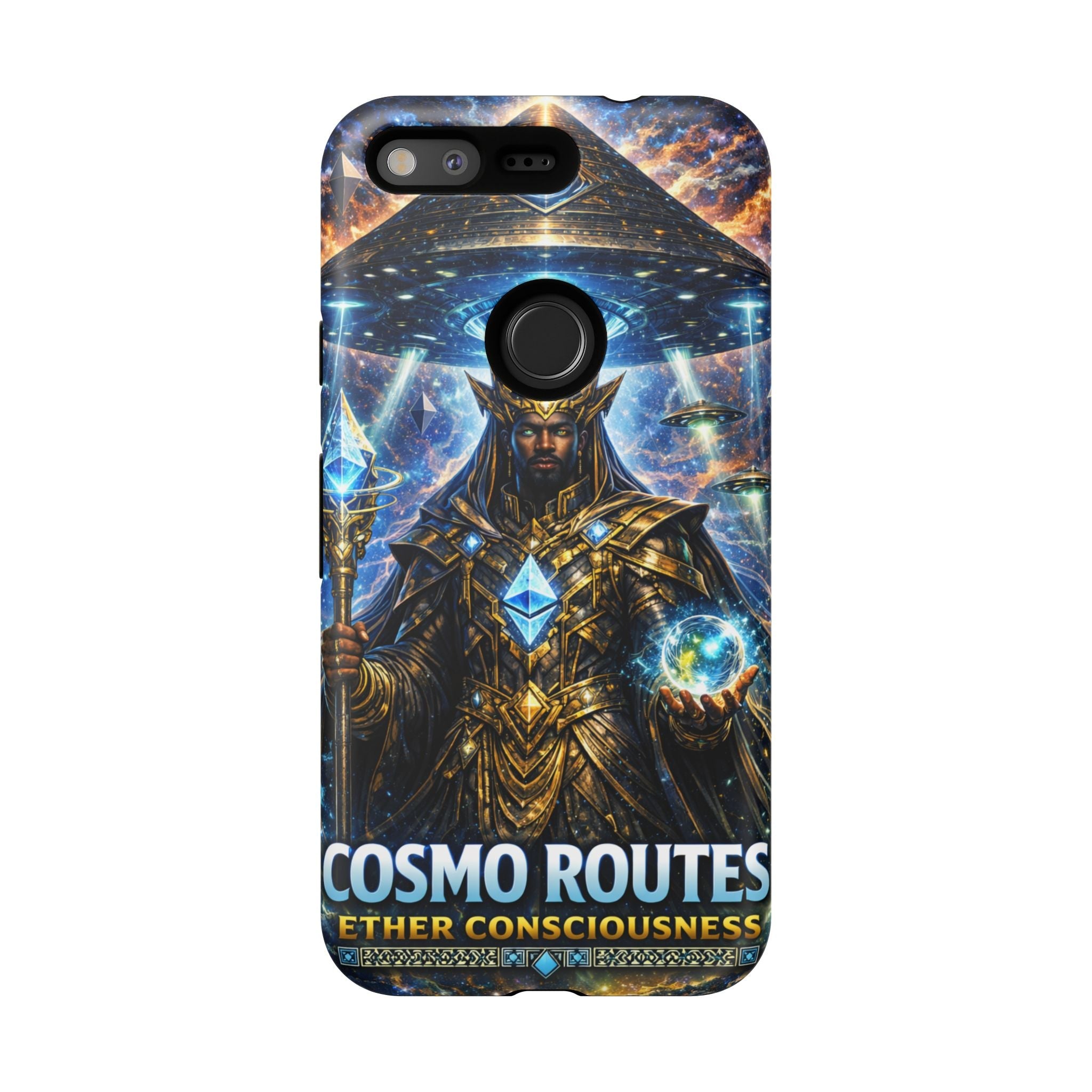 Cosmic King Armor Phone Case — "Cosmo Routes: Ether Consciousness" Printify