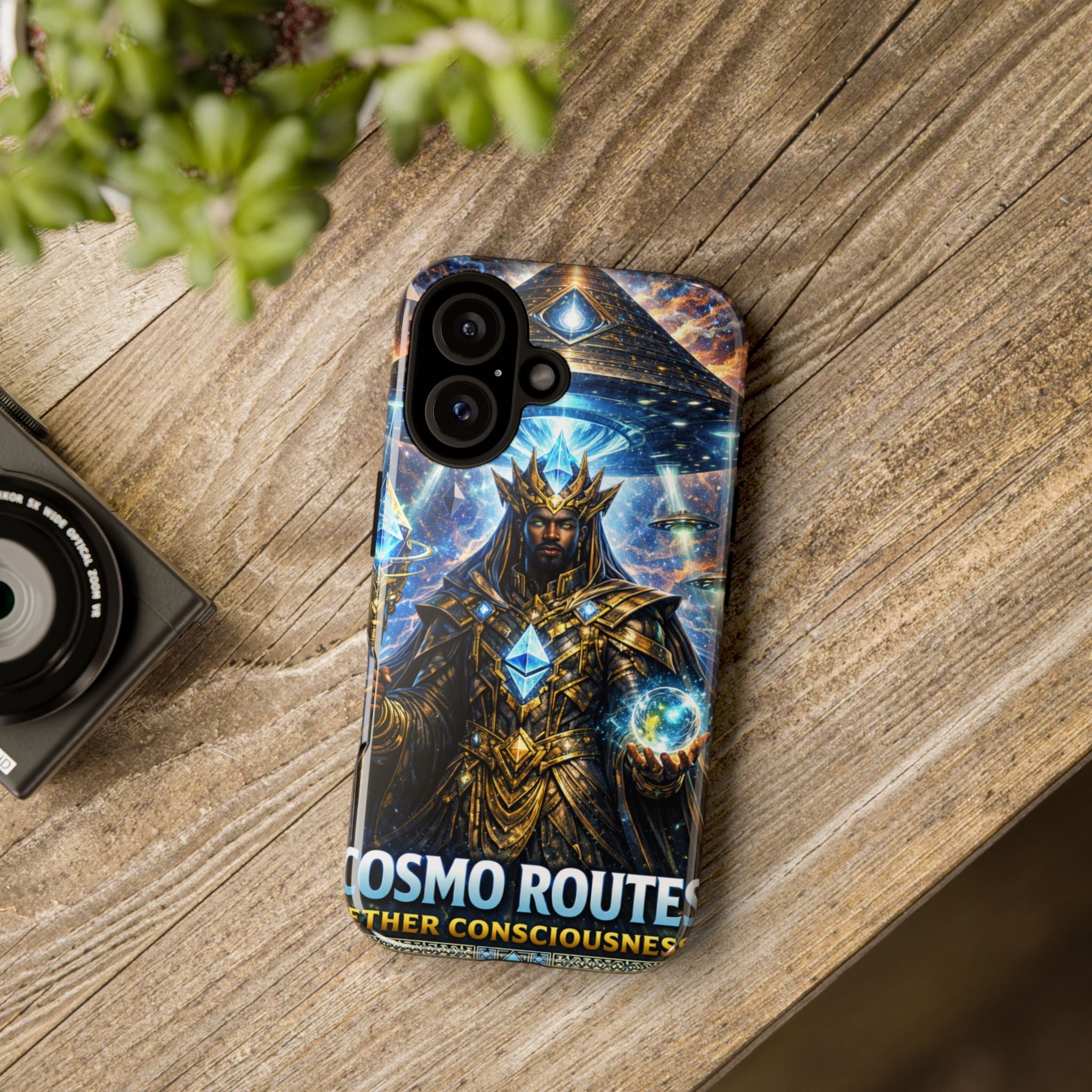 Cosmic King Armor Phone Case — "Cosmo Routes: Ether Consciousness" Printify