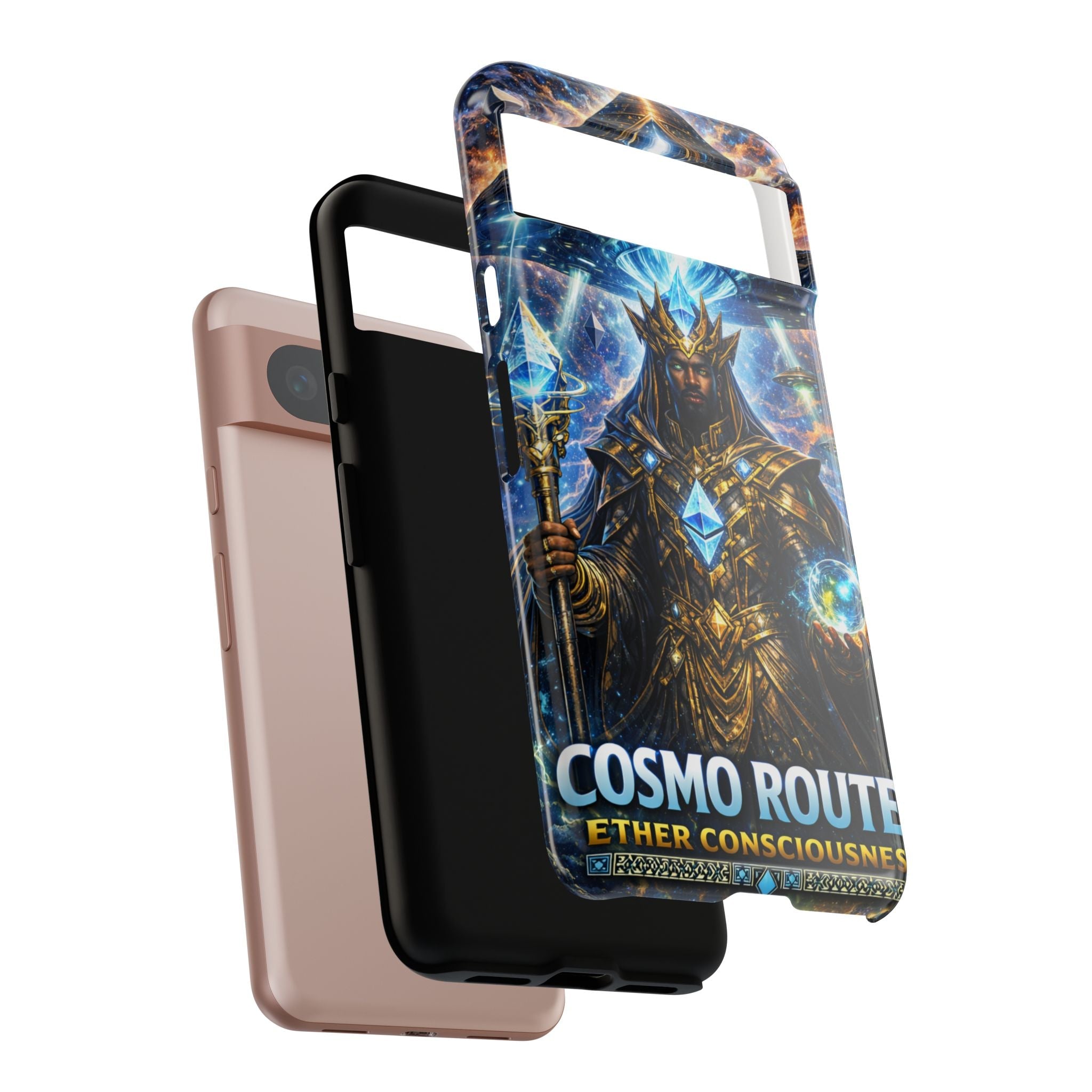 Cosmic King Armor Phone Case — "Cosmo Routes: Ether Consciousness" Printify