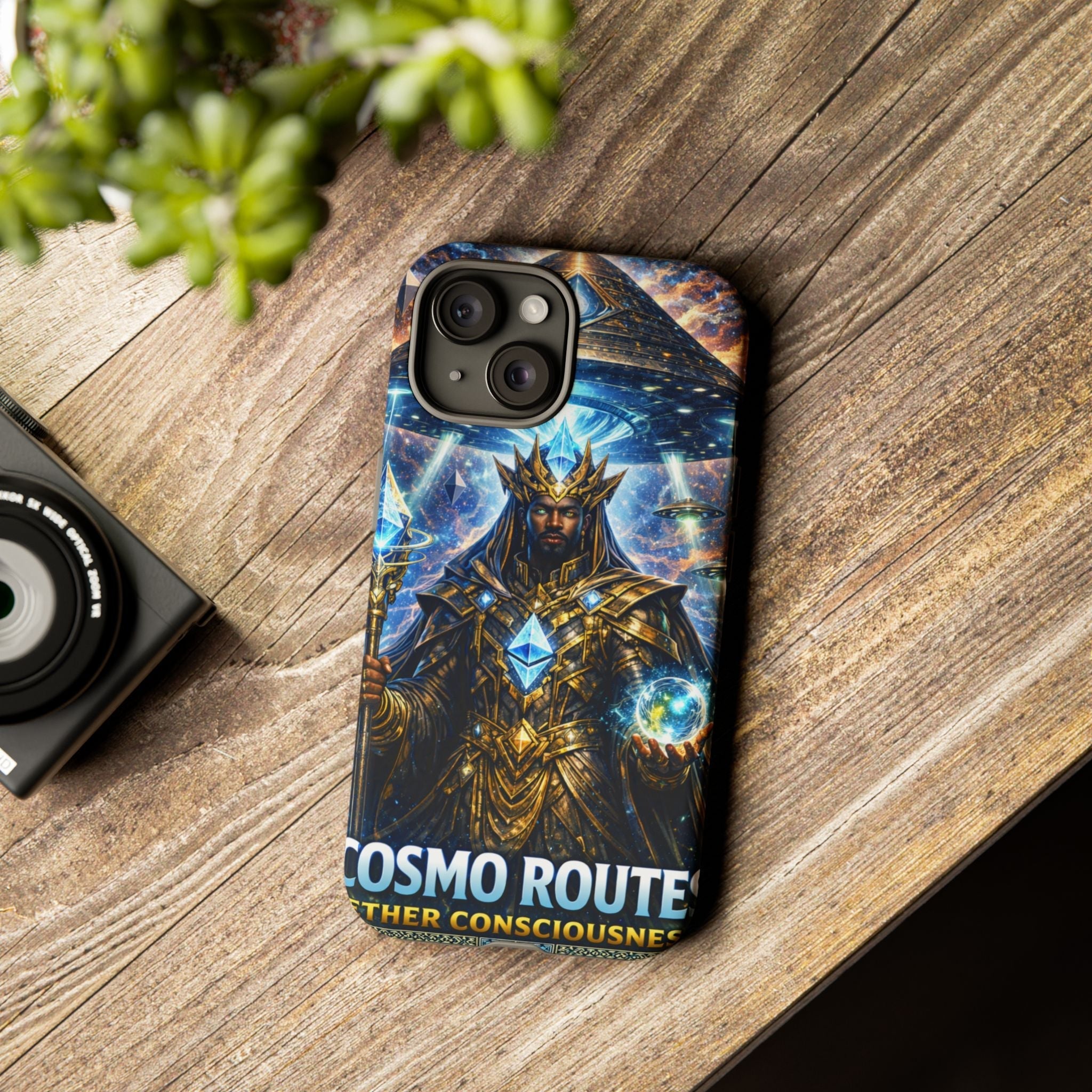 Cosmic King Armor Phone Case — "Cosmo Routes: Ether Consciousness" Printify