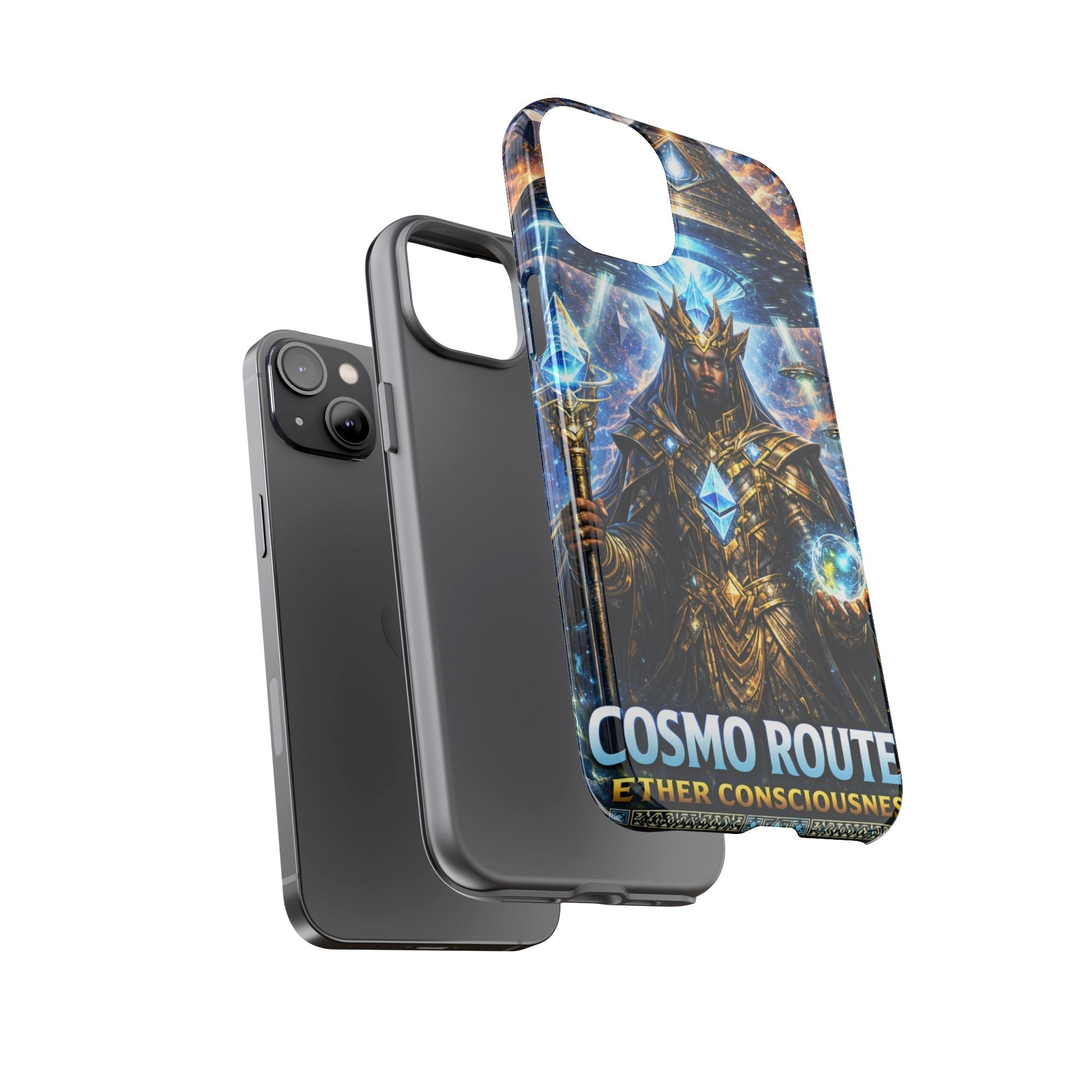 Cosmic King Armor Phone Case — "Cosmo Routes: Ether Consciousness" Printify