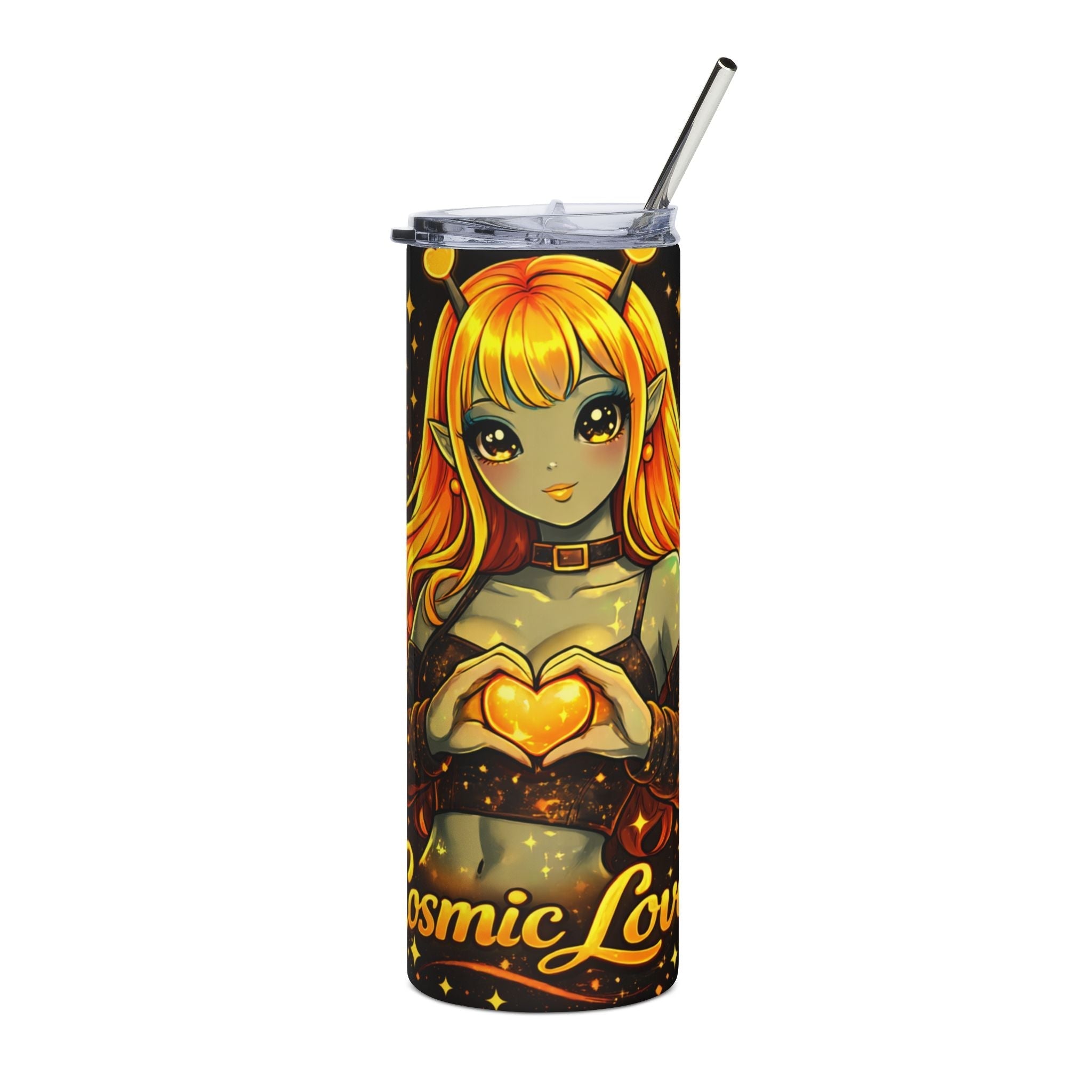 Cosmic Love 20oz Stainless Steel Tumbler — Anime Girl Heart Design Printify