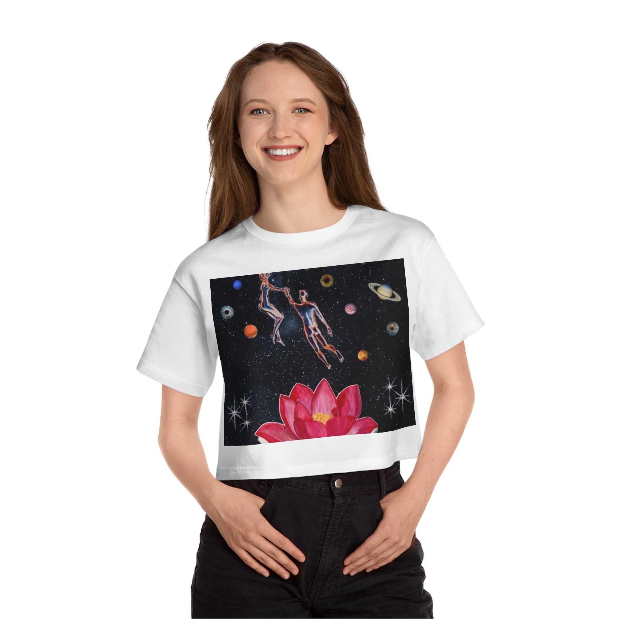 Cosmic Love Cropped T-Shirt for Women | Astrology Inspired Graphic Tee Printify