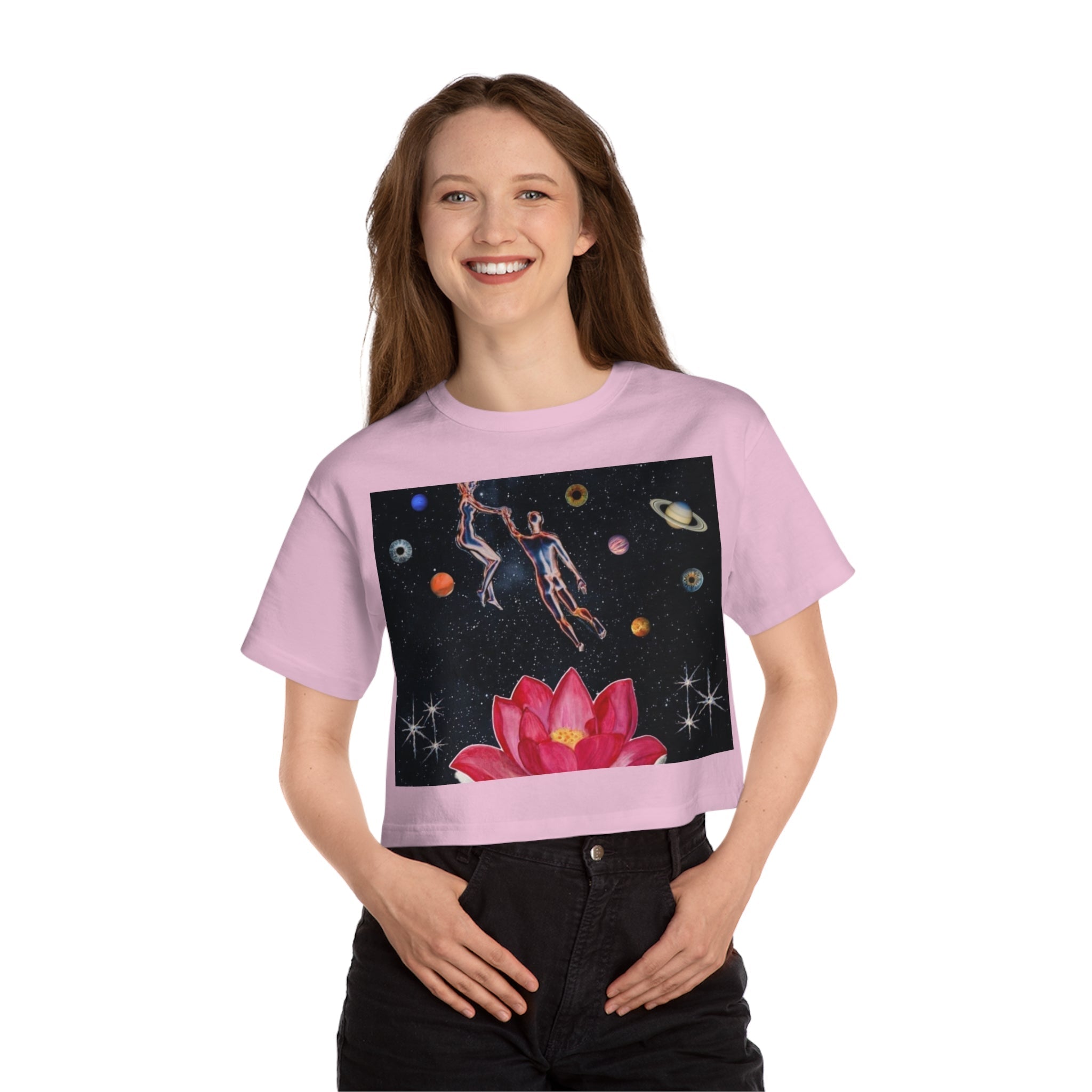 Cosmic Love Cropped T-Shirt for Women | Astrology Inspired Graphic Tee Printify