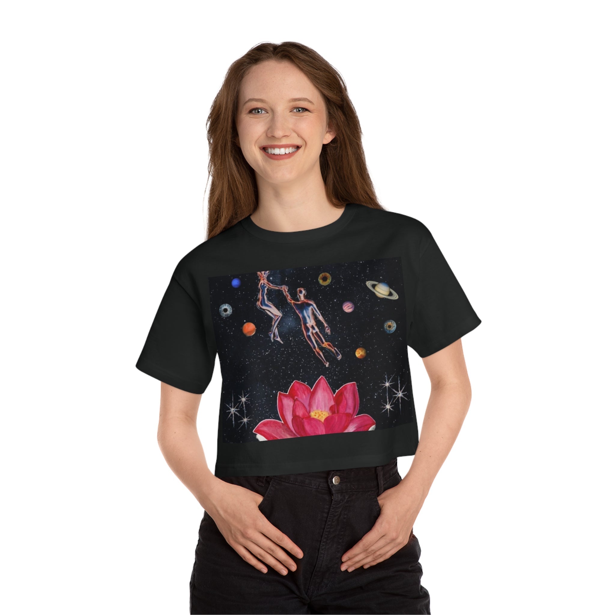 Cosmic Love Cropped T-Shirt for Women | Astrology Inspired Graphic Tee Printify