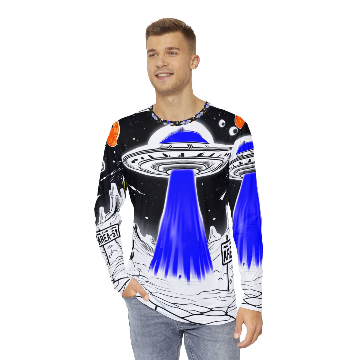 JR Vortex — “Blue Beam Encounter” AOP Long Sleeve Printify