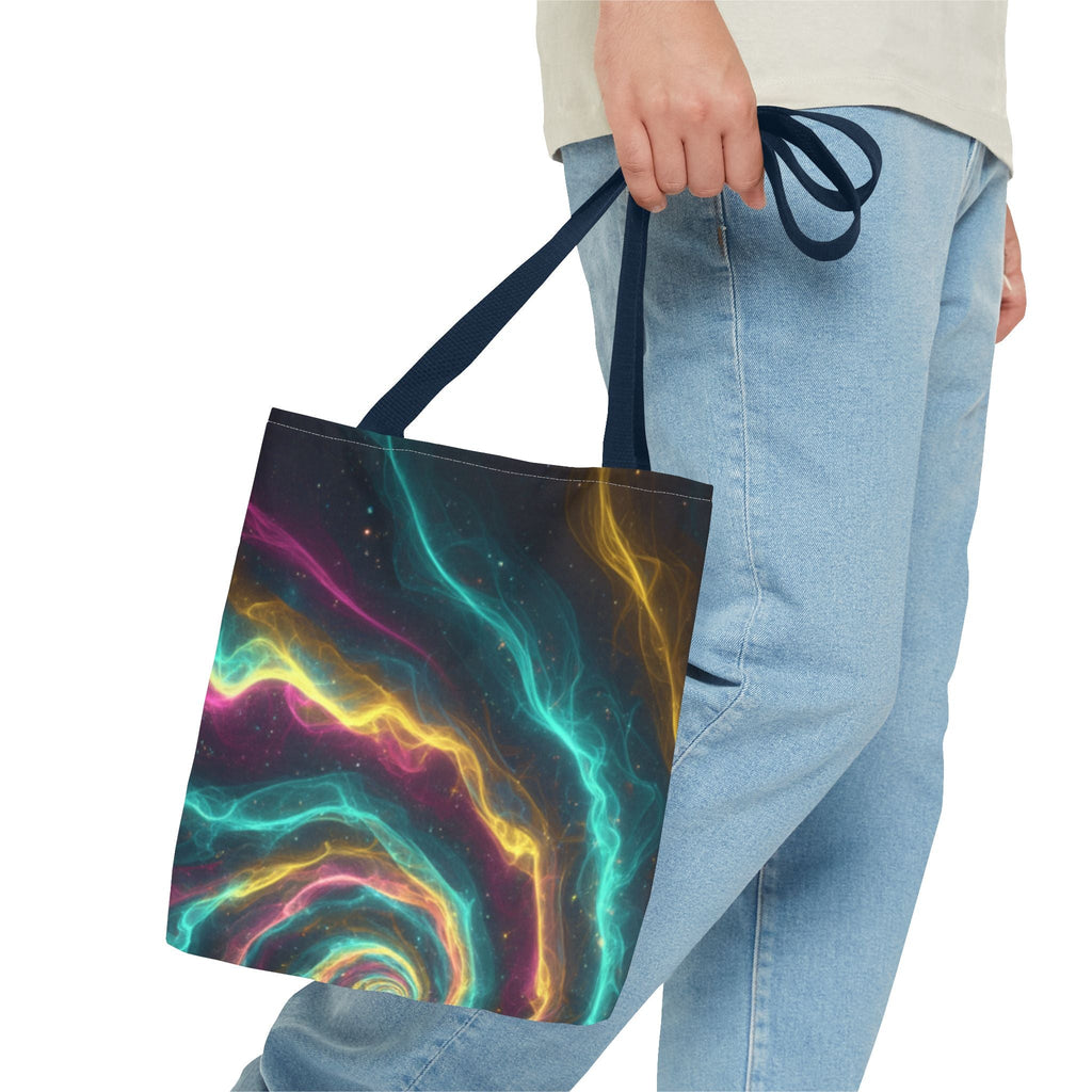 Cosmic Neon Waves Tote Bag Printify