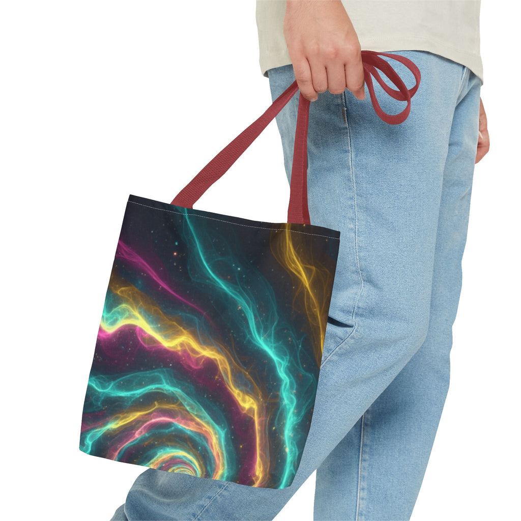 Cosmic Neon Waves Tote Bag Printify