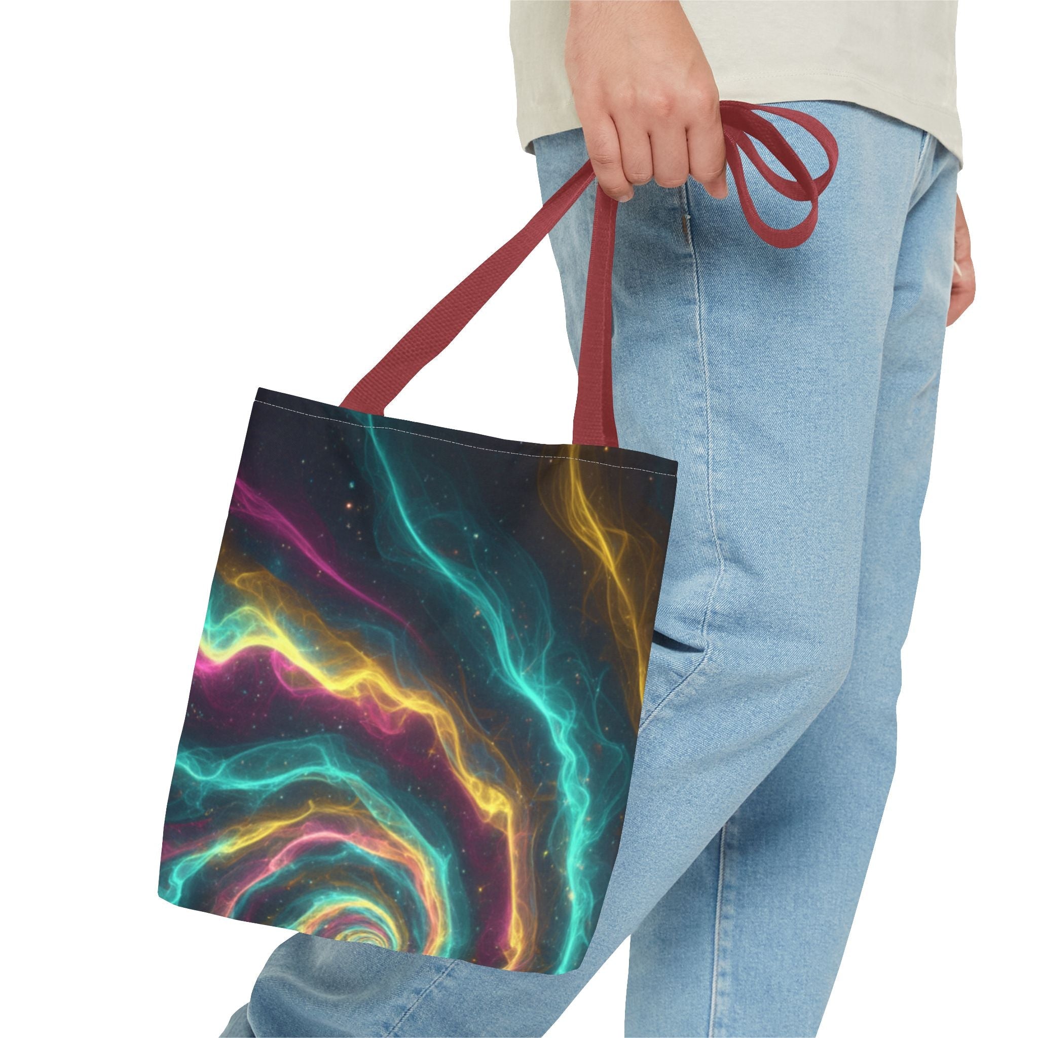 Cosmic Neon Waves Tote Bag Printify