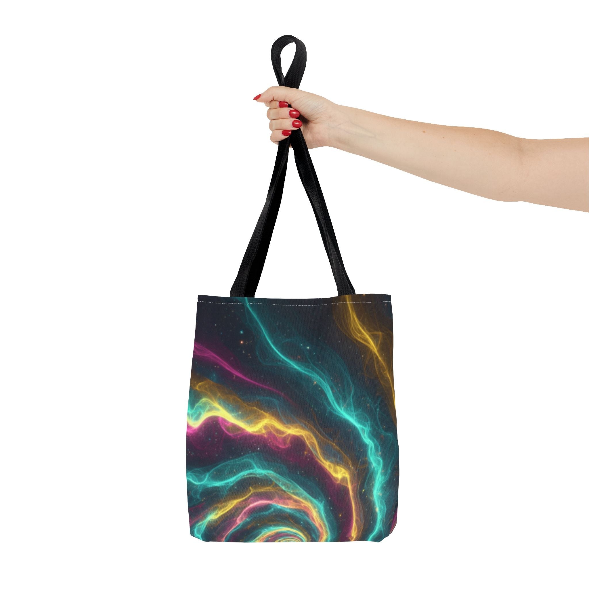 Cosmic Neon Waves Tote Bag Printify