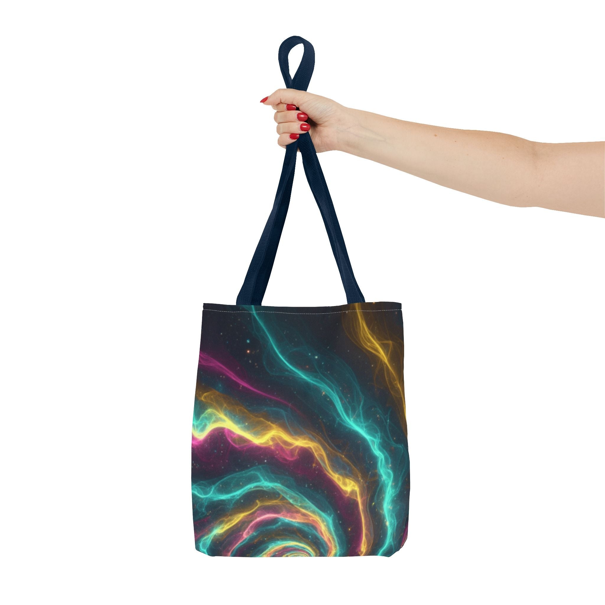 Cosmic Neon Waves Tote Bag Printify