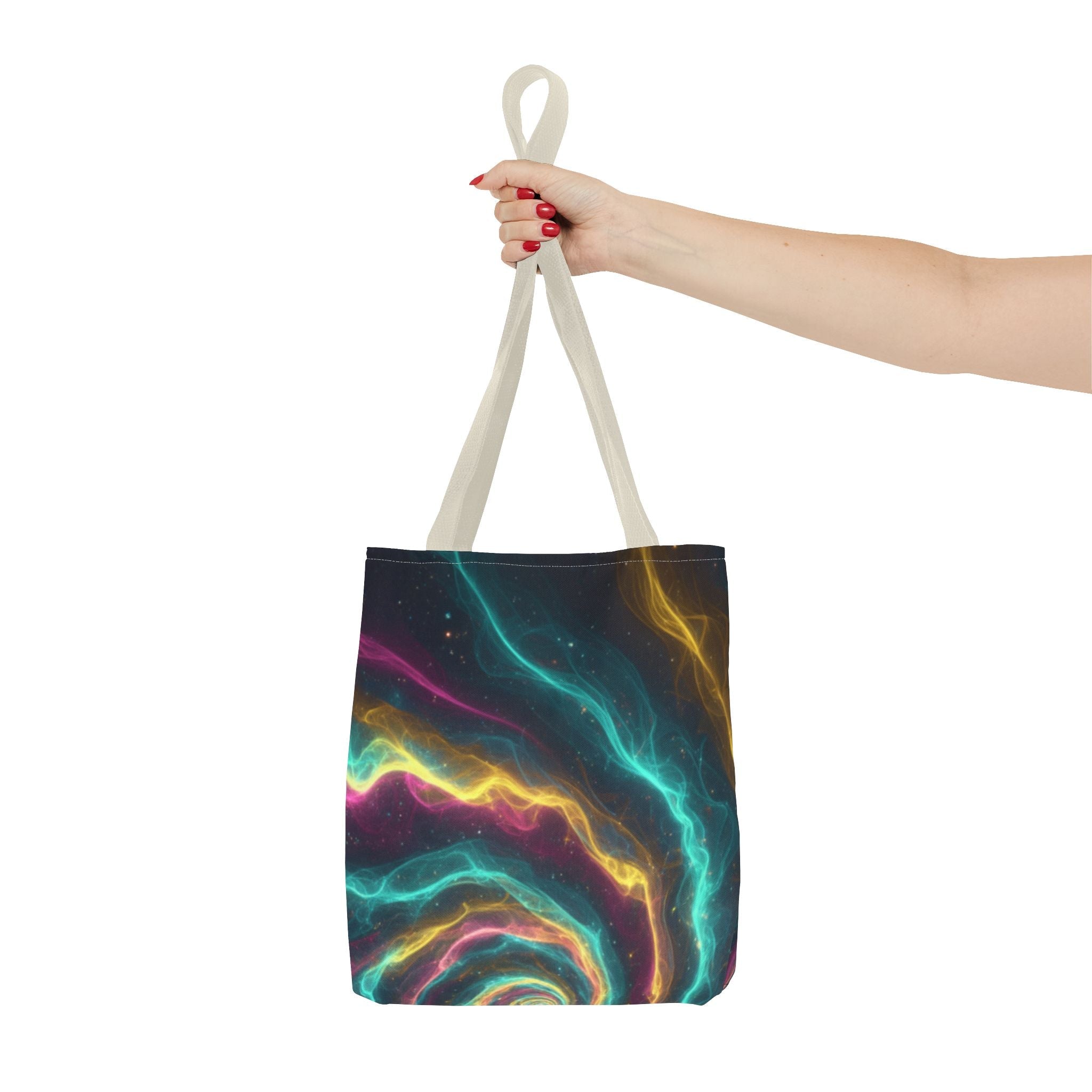 Cosmic Neon Waves Tote Bag Printify