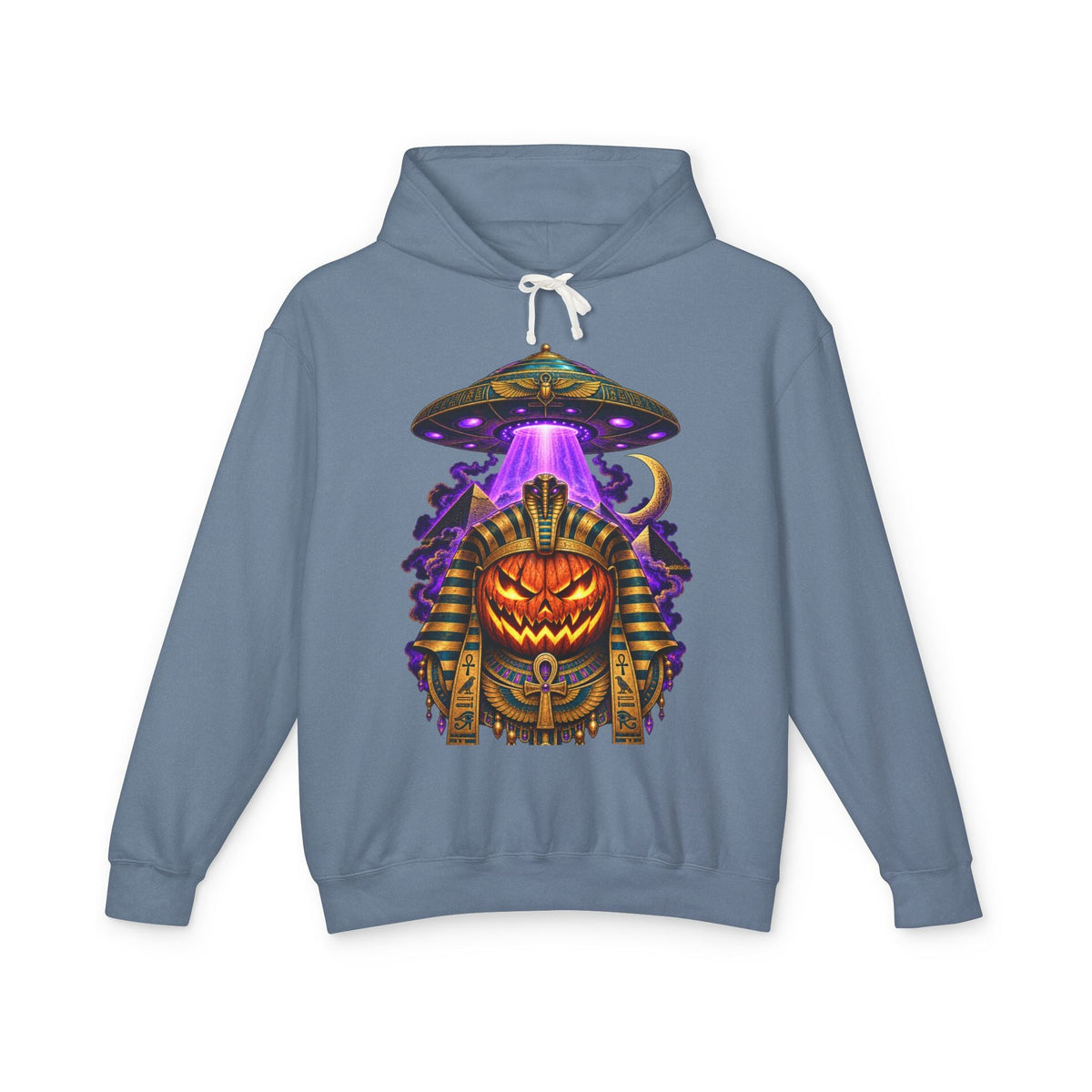 Pumpkin Pharaoh Hoodie — Egyptian Halloween UFO Graphic Hoodie