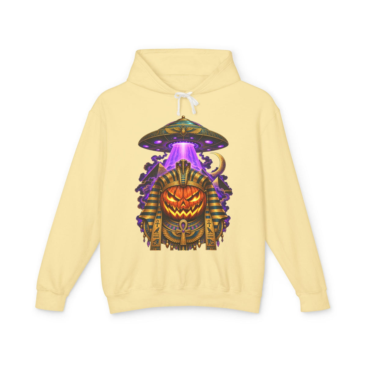 Pumpkin Pharaoh Hoodie — Egyptian Halloween UFO Graphic Hoodie
