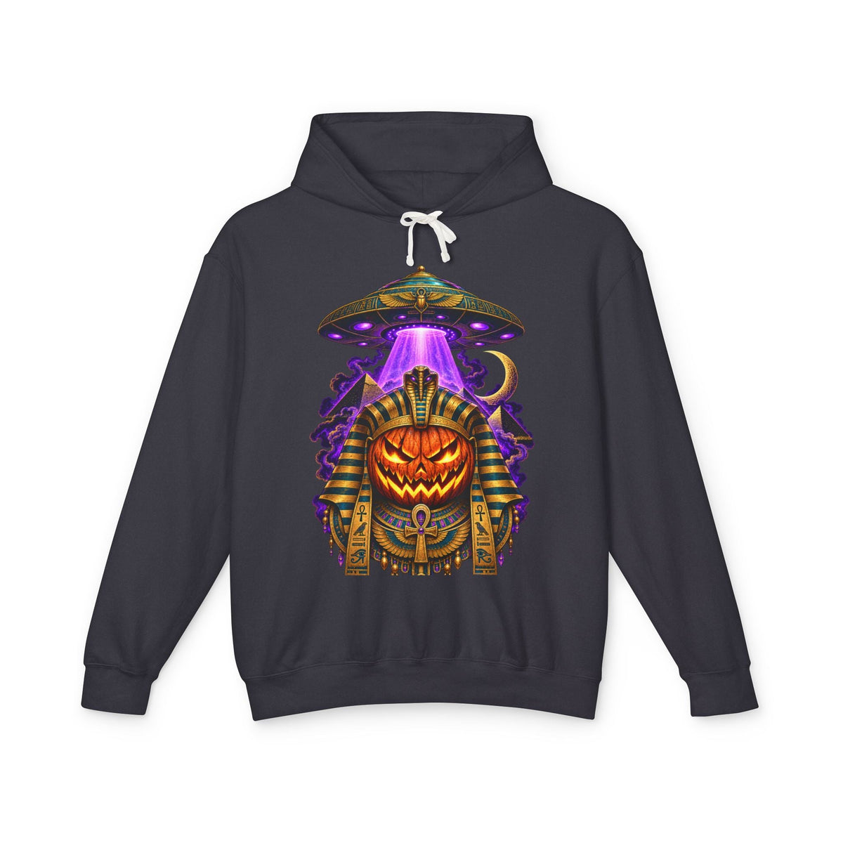 Pumpkin Pharaoh Hoodie — Egyptian Halloween UFO Graphic Hoodie