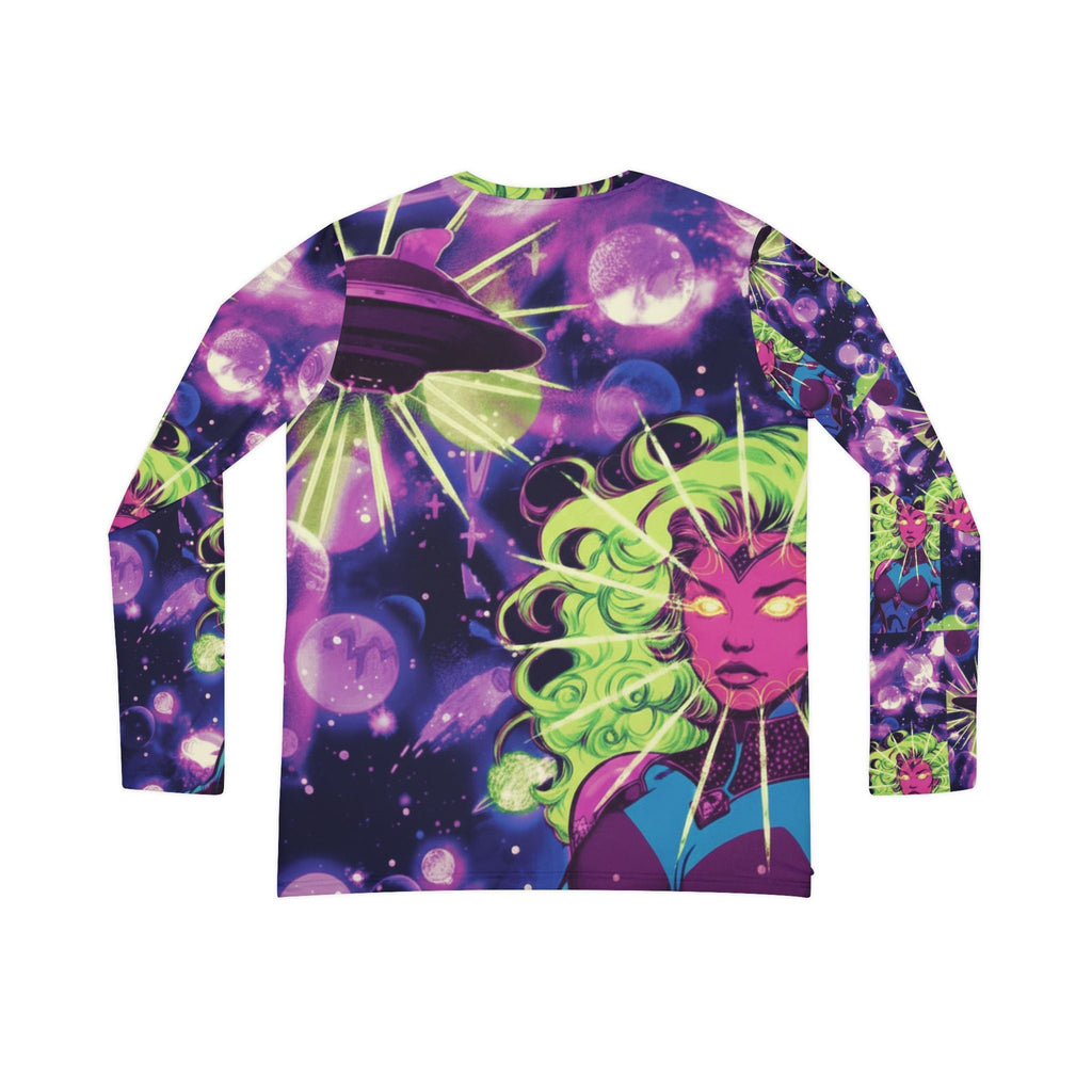 Cosmic Siren V-Neck Long Sleeve — Neon Space Goddess All-Over Print Shirt Printify