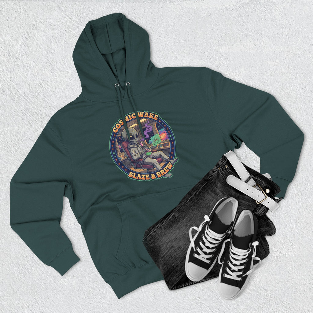Cosmic Vape 'Blaze & Brew' Graphic Hoodie – Retro Space Vaporwave Pullover⚠️