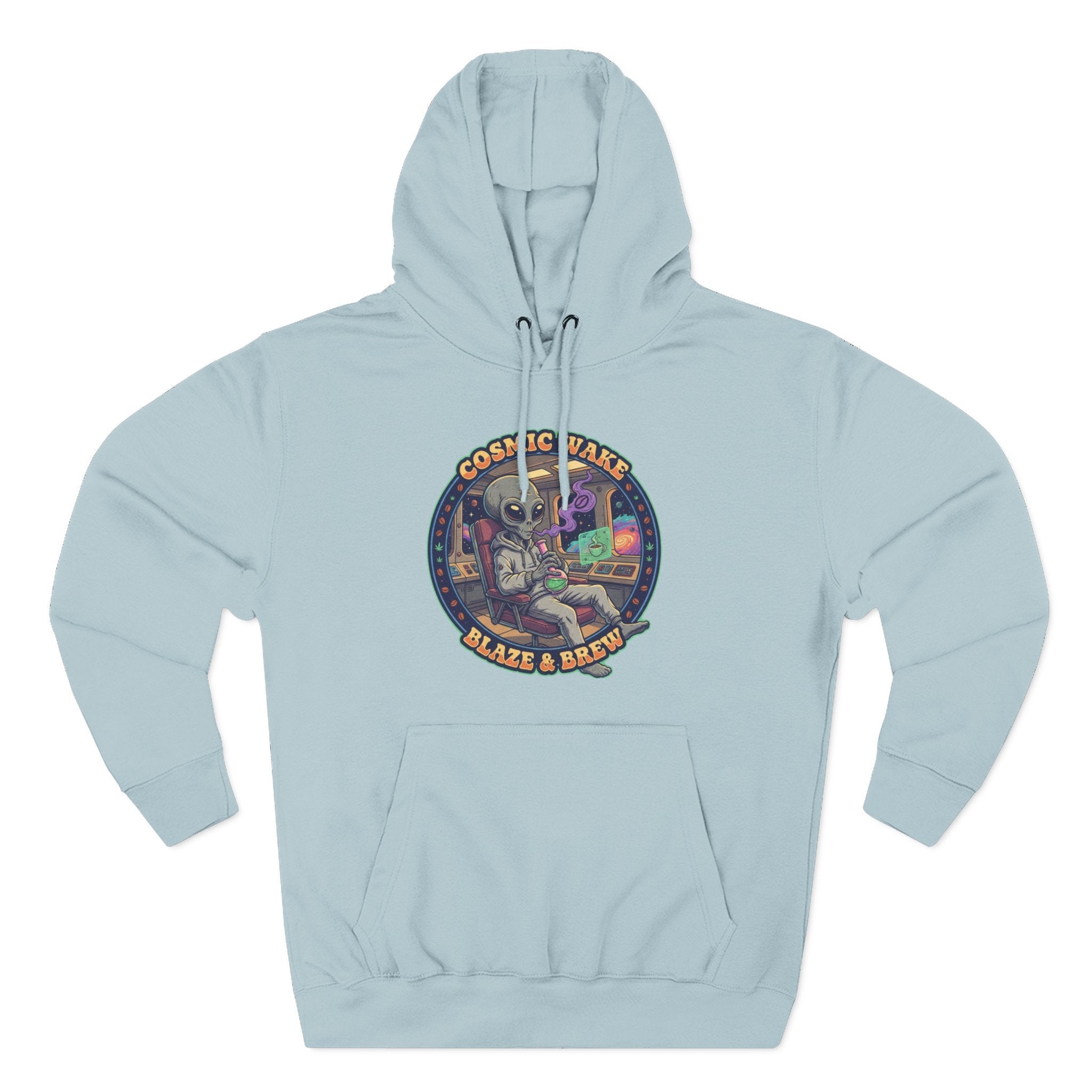 Cosmic Vape 'Blaze & Brew' Graphic Hoodie – Retro Space Vaporwave Pullover⚠️