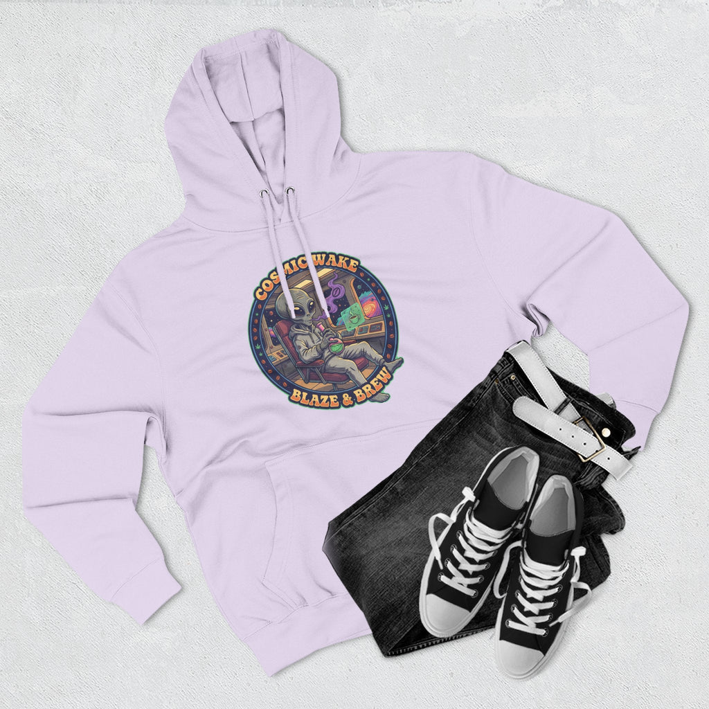 Cosmic Vape 'Blaze & Brew' Graphic Hoodie – Retro Space Vaporwave Pullover⚠️