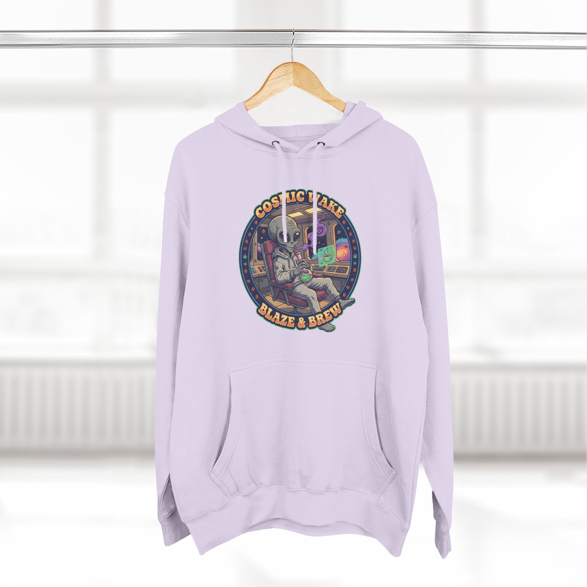 Cosmic Vape 'Blaze & Brew' Graphic Hoodie – Retro Space Vaporwave Pullover⚠️
