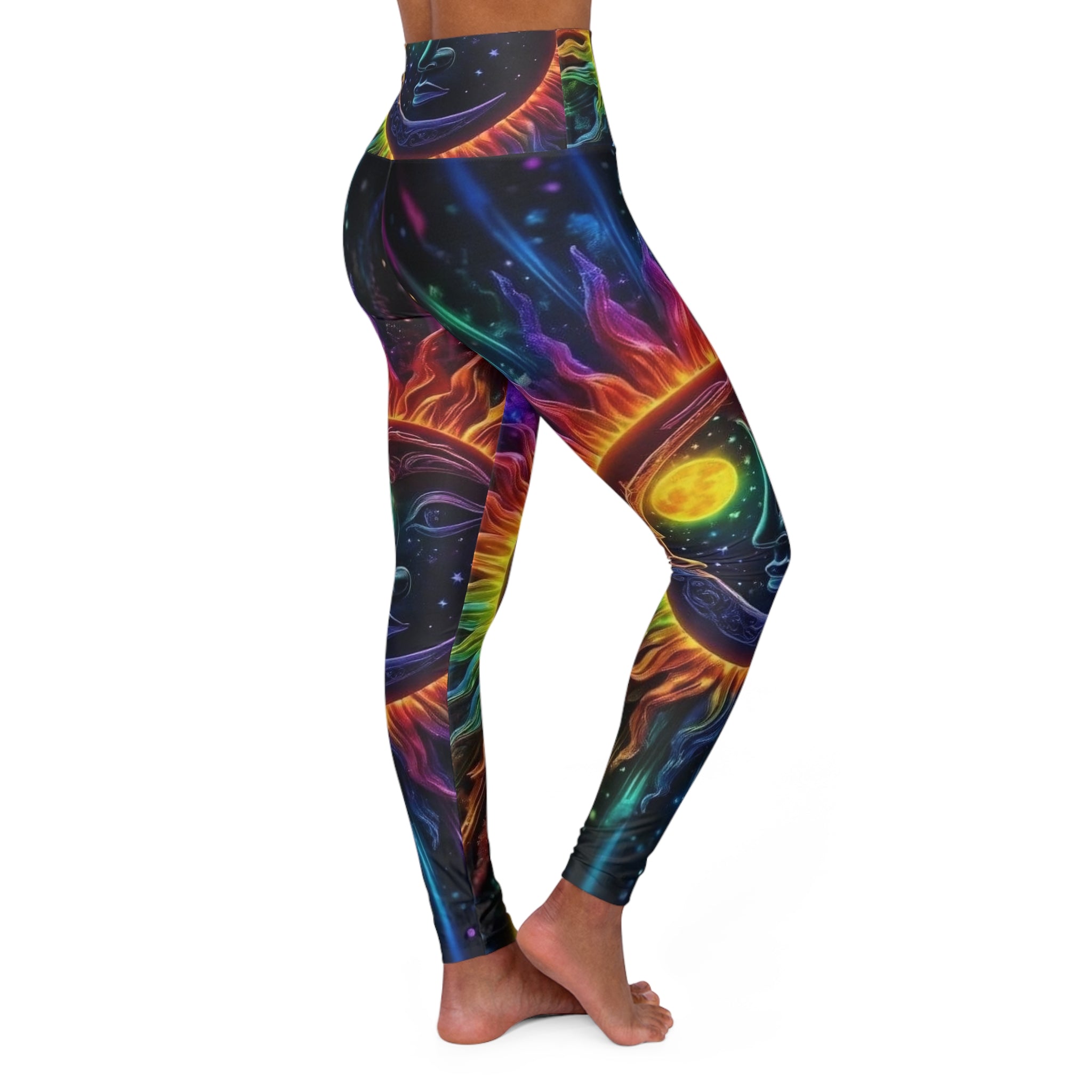 Cosmic Vibes High Waisted Yoga Leggings, Athletic Wear, Yoga Pants, Festival Clothing, Spiritual Fashion, Summer Exercise Gear