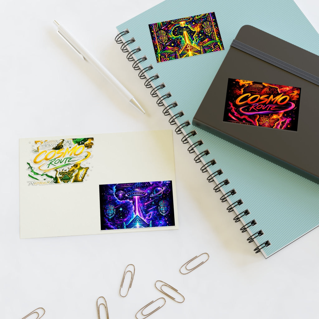Cosmic Vibes Sticker Sheet — Psychedelic UFO & Retro Cosmo Designs Printify