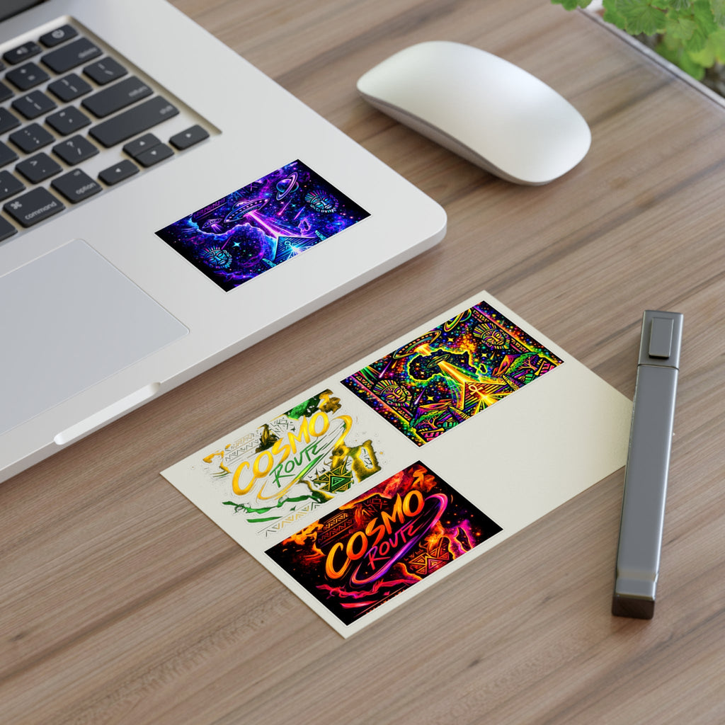 Cosmic Vibes Sticker Sheet — Psychedelic UFO & Retro Cosmo Designs Printify