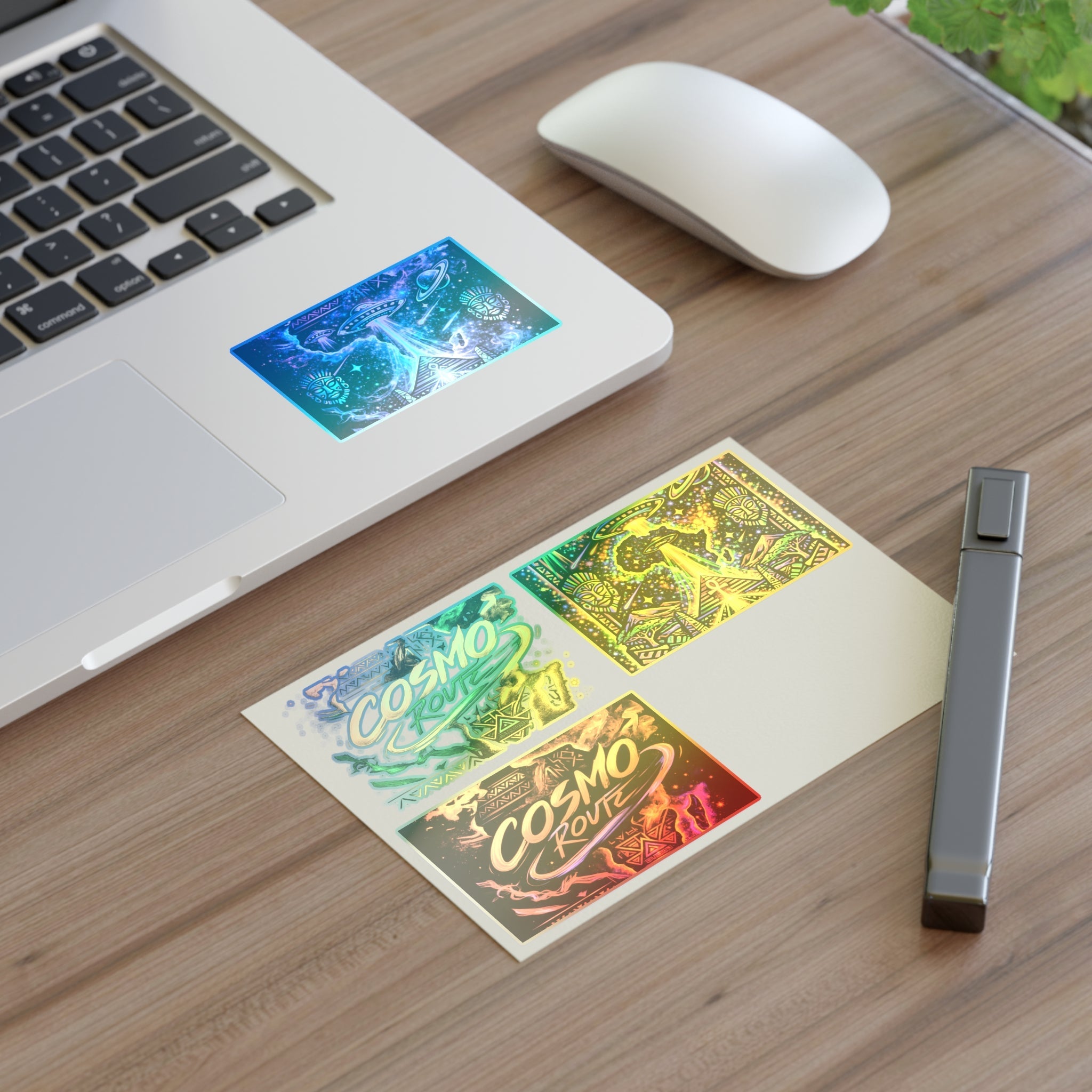 Cosmic Vibes Sticker Sheet — Psychedelic UFO & Retro Cosmo Designs Printify