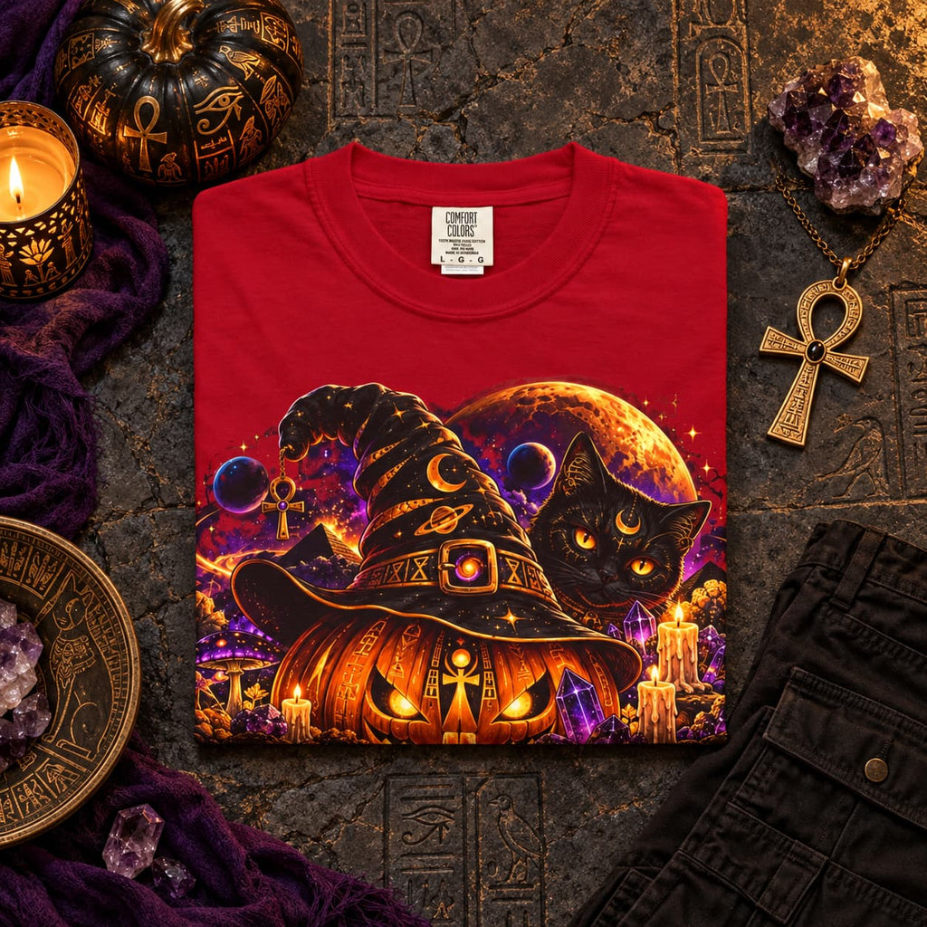 Cosmic Witch Pumpkin T-Shirt – Spooky Halloween Streetwear
