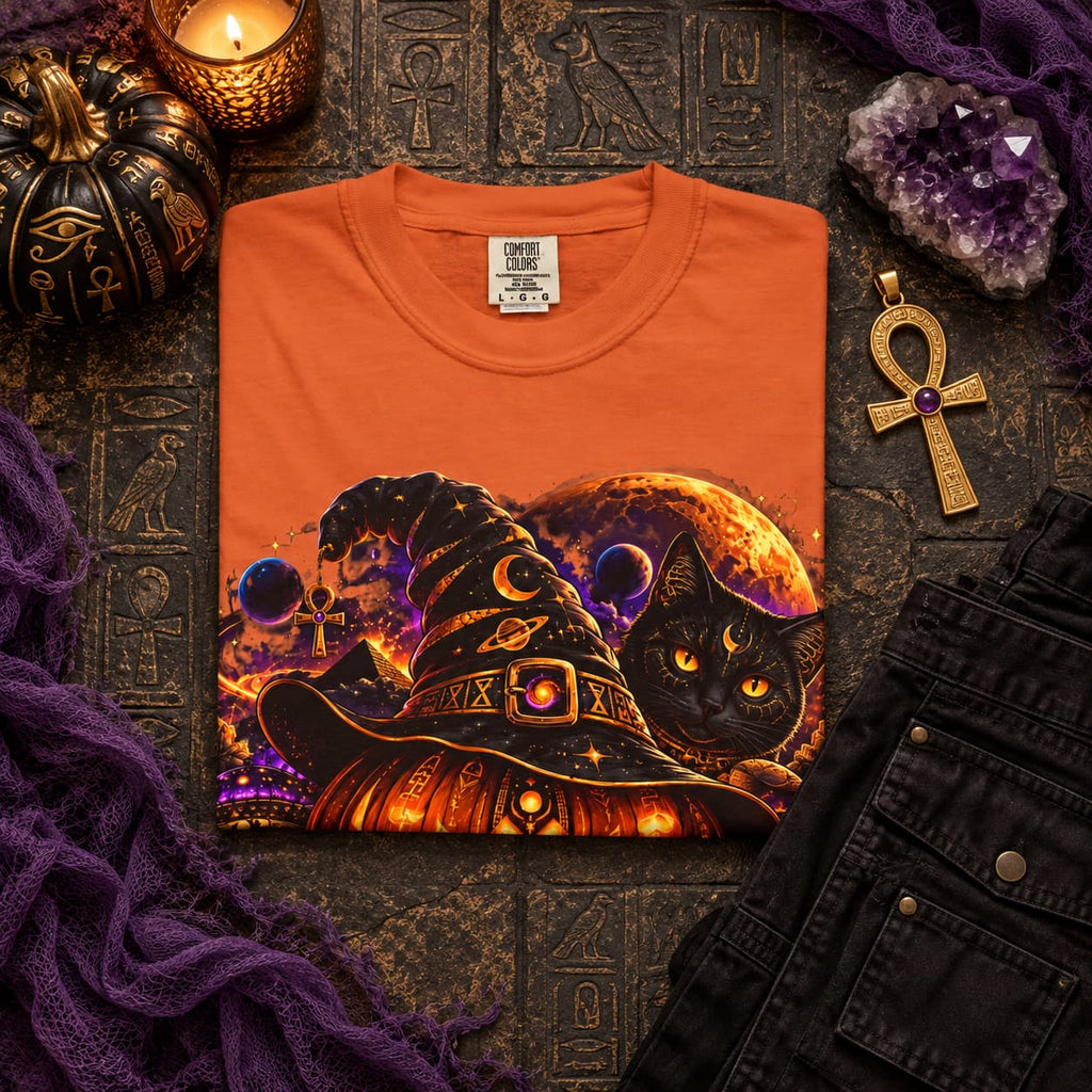 Cosmic Witch Pumpkin T-Shirt – Spooky Halloween Streetwear