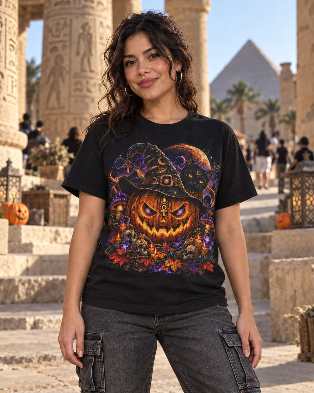 Cosmic Witch Pumpkin T-Shirt – Spooky Halloween Streetwear