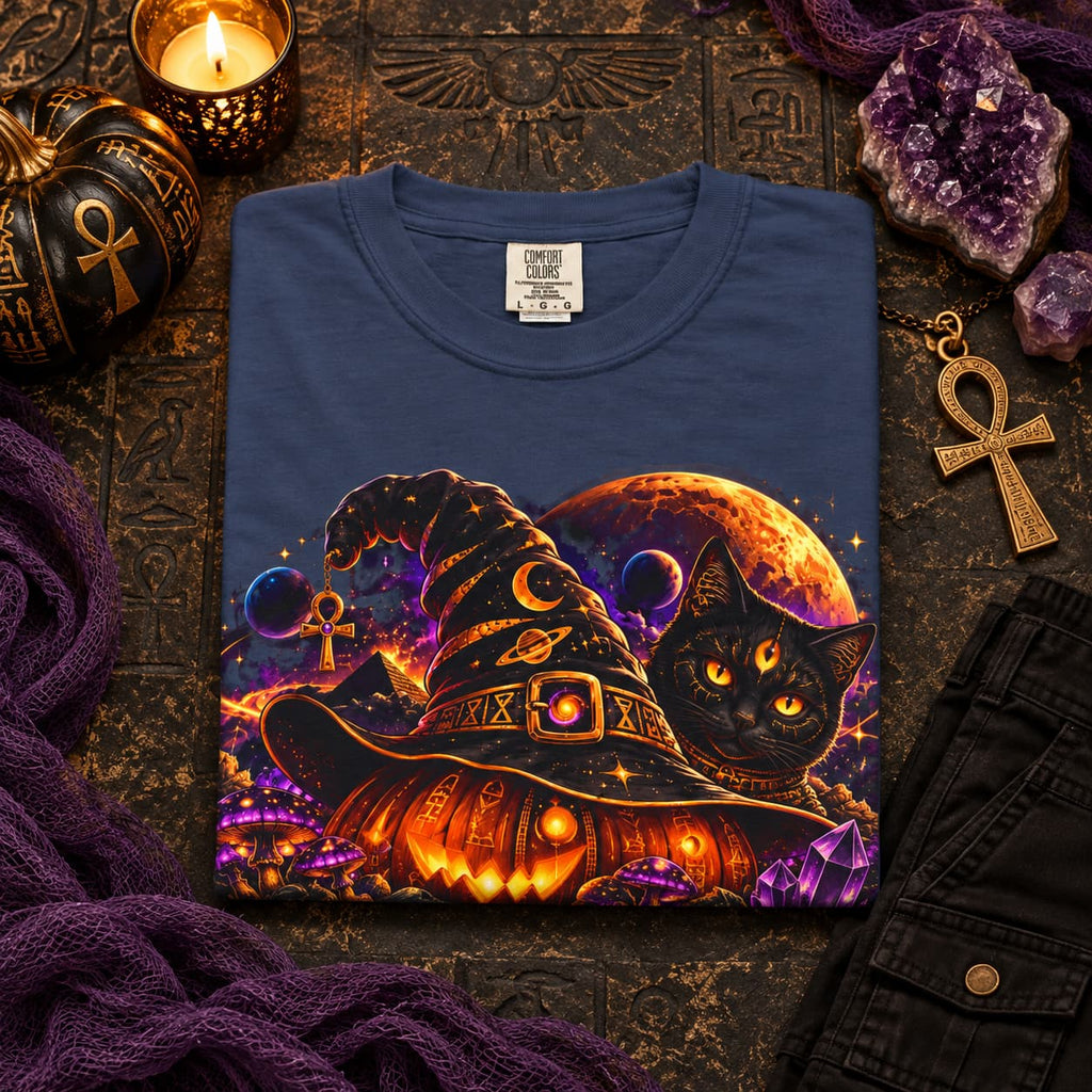 Cosmic Witch Pumpkin T-Shirt – Spooky Halloween Streetwear