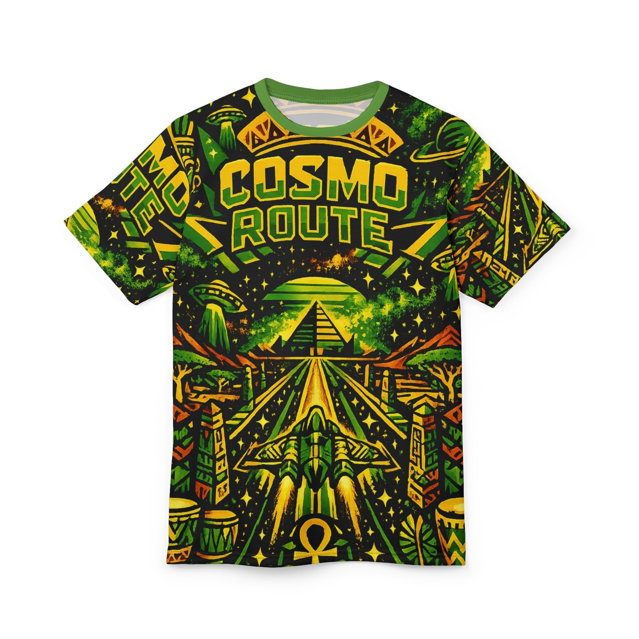 Cosmo Route Graphic Tee — Psychedelic Space Travel All-Over Print Shirt Printify