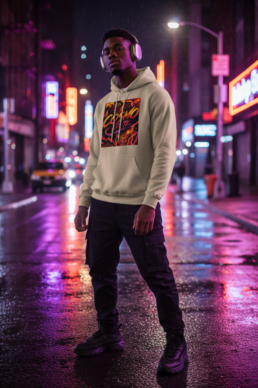 Cosmo Route Hoodie Neon Night Streetwear - New
