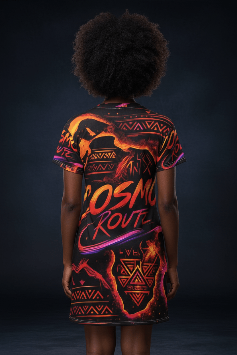 Cosmic Route Dress - Black Female Model