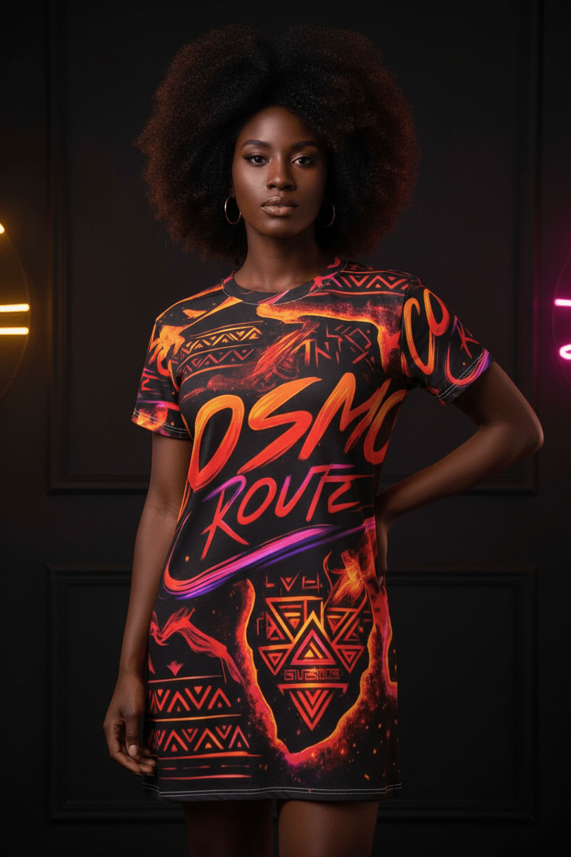 Cosmic Route Dress - Black Female Model Front View