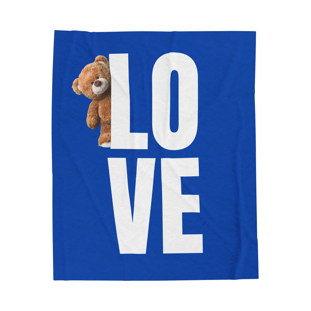 Cozy Velveteen Plush Blanket with 'LOVE' Design - Perfect Gift for Valentines, Birthdays, and Cozy Nights Printify