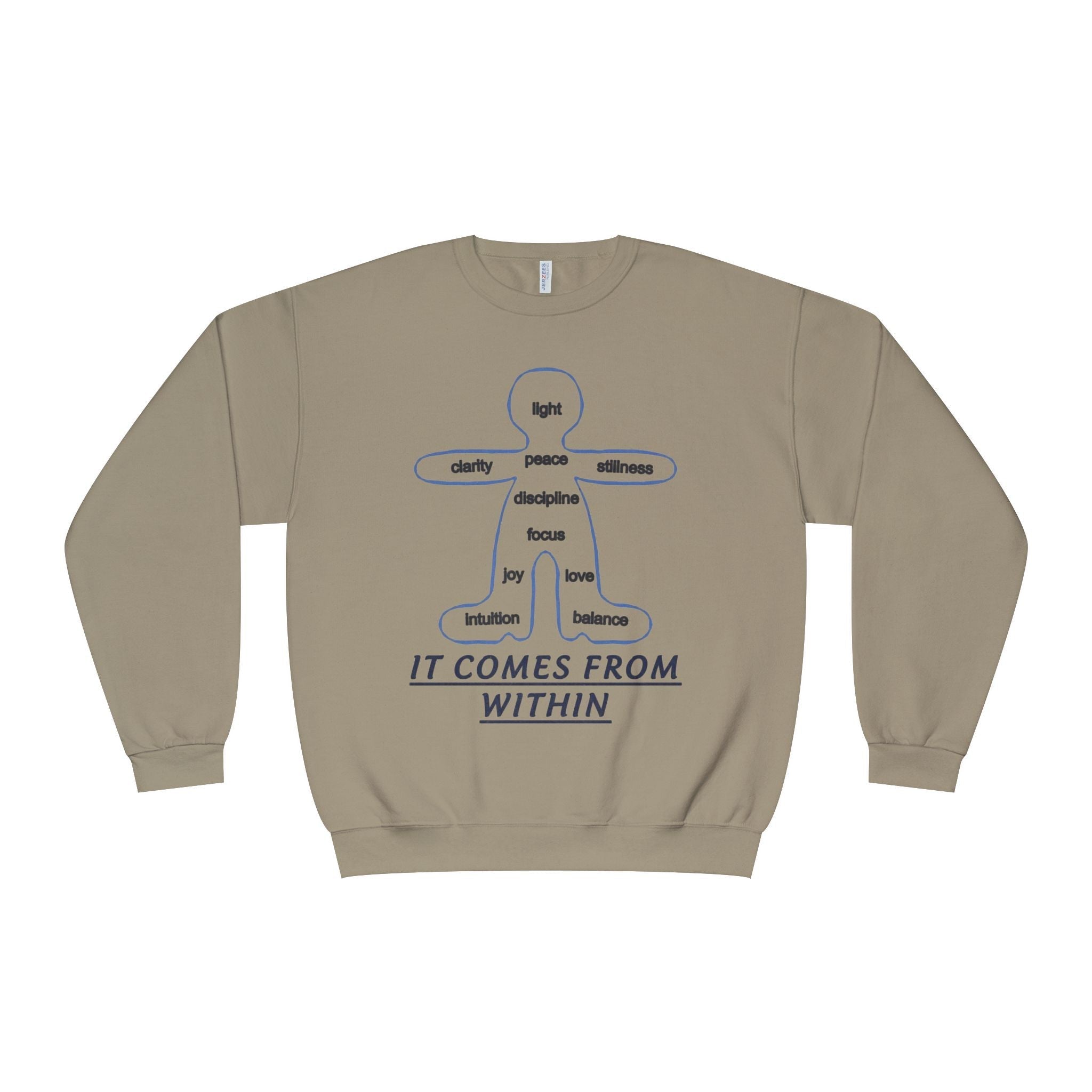 Crewneck Sweatshirt — "It Comes From Within" Mindfulness Diagram Printify