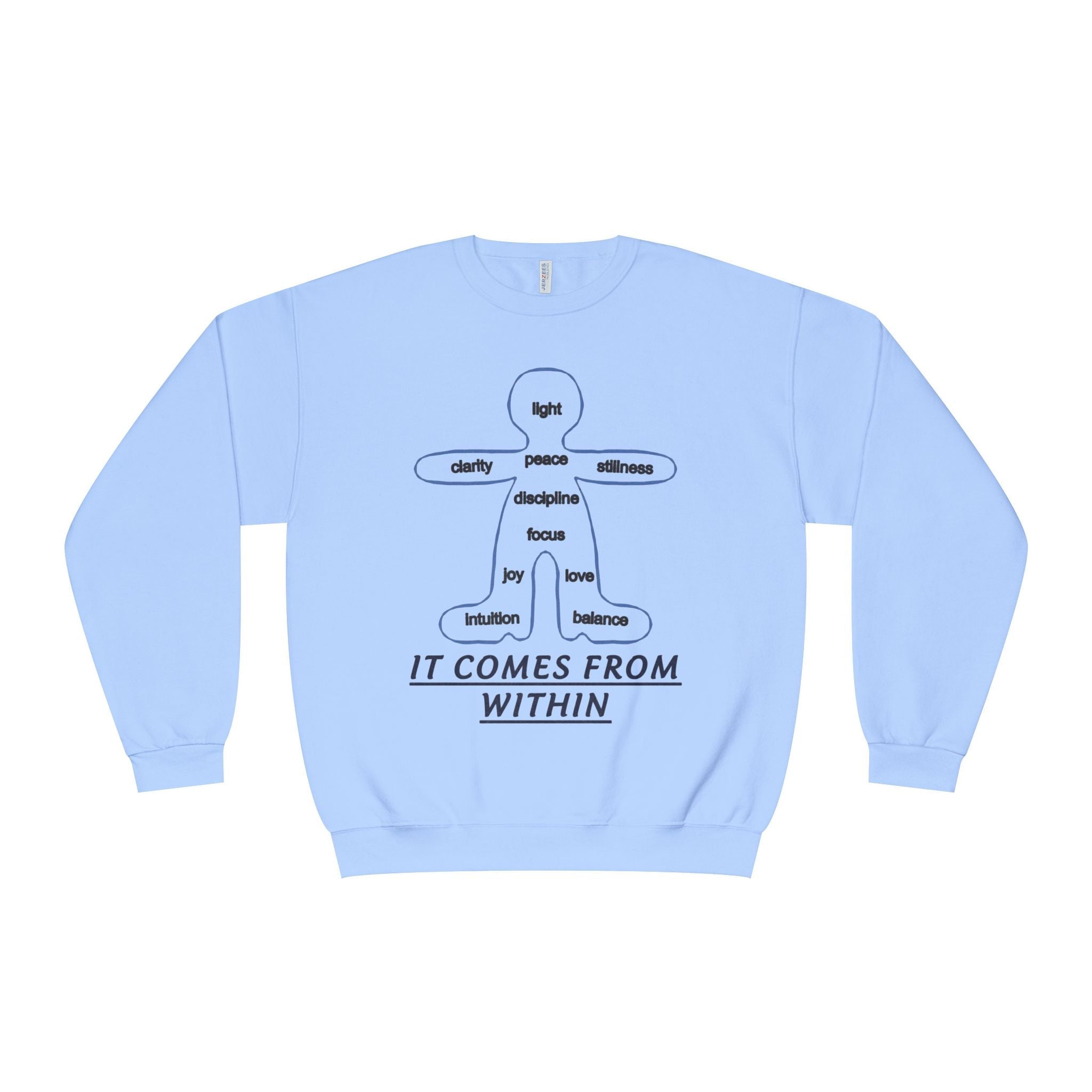 Crewneck Sweatshirt — "It Comes From Within" Mindfulness Diagram Printify