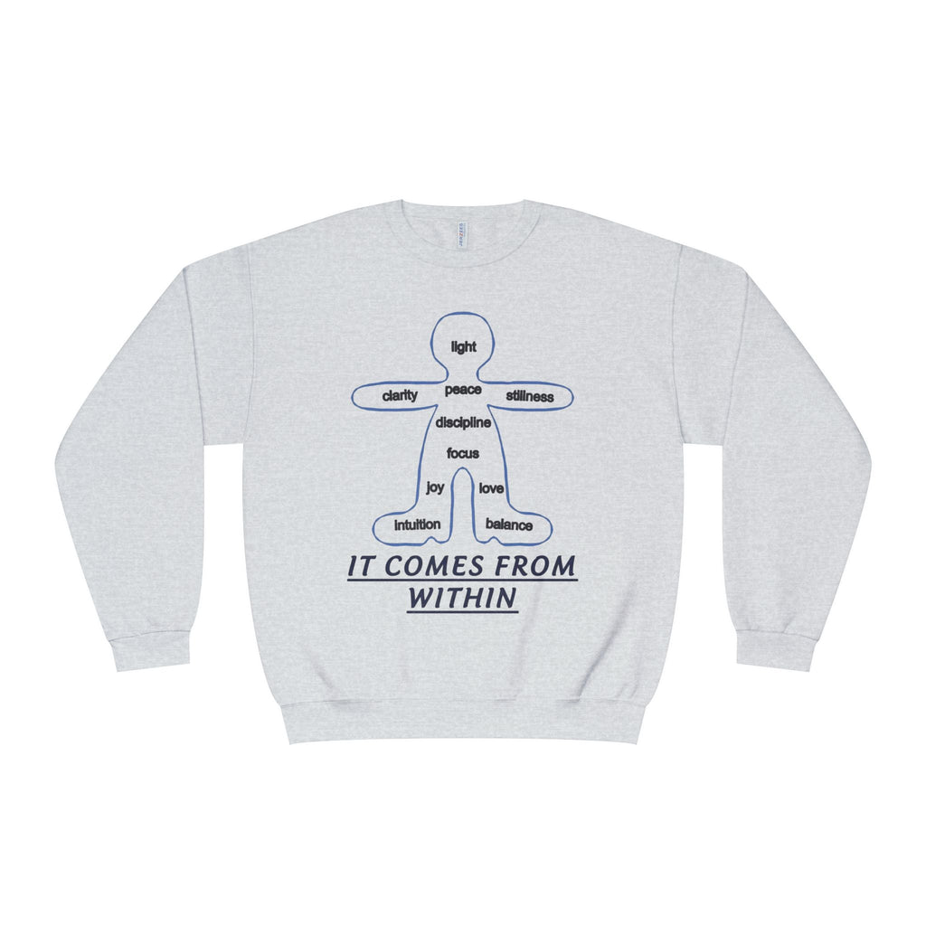 Crewneck Sweatshirt — "It Comes From Within" Mindfulness Diagram Printify