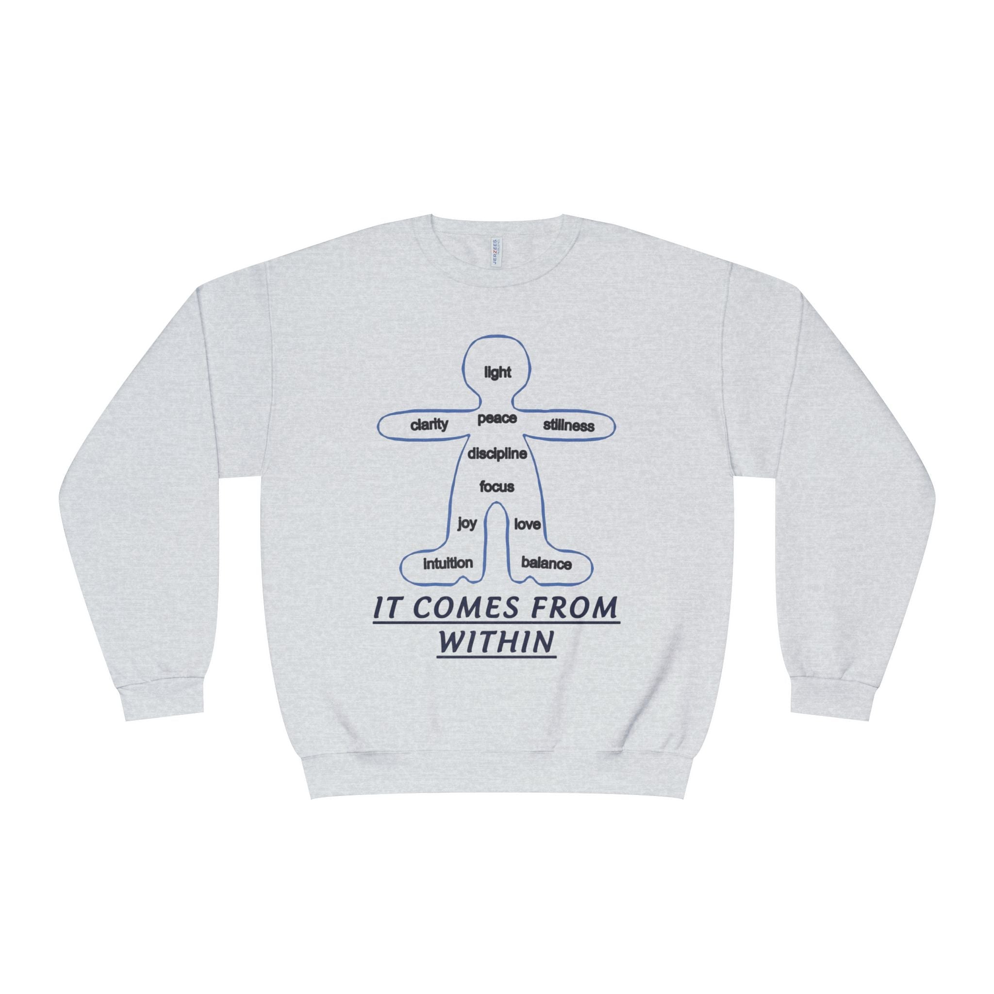 Crewneck Sweatshirt — "It Comes From Within" Mindfulness Diagram Printify