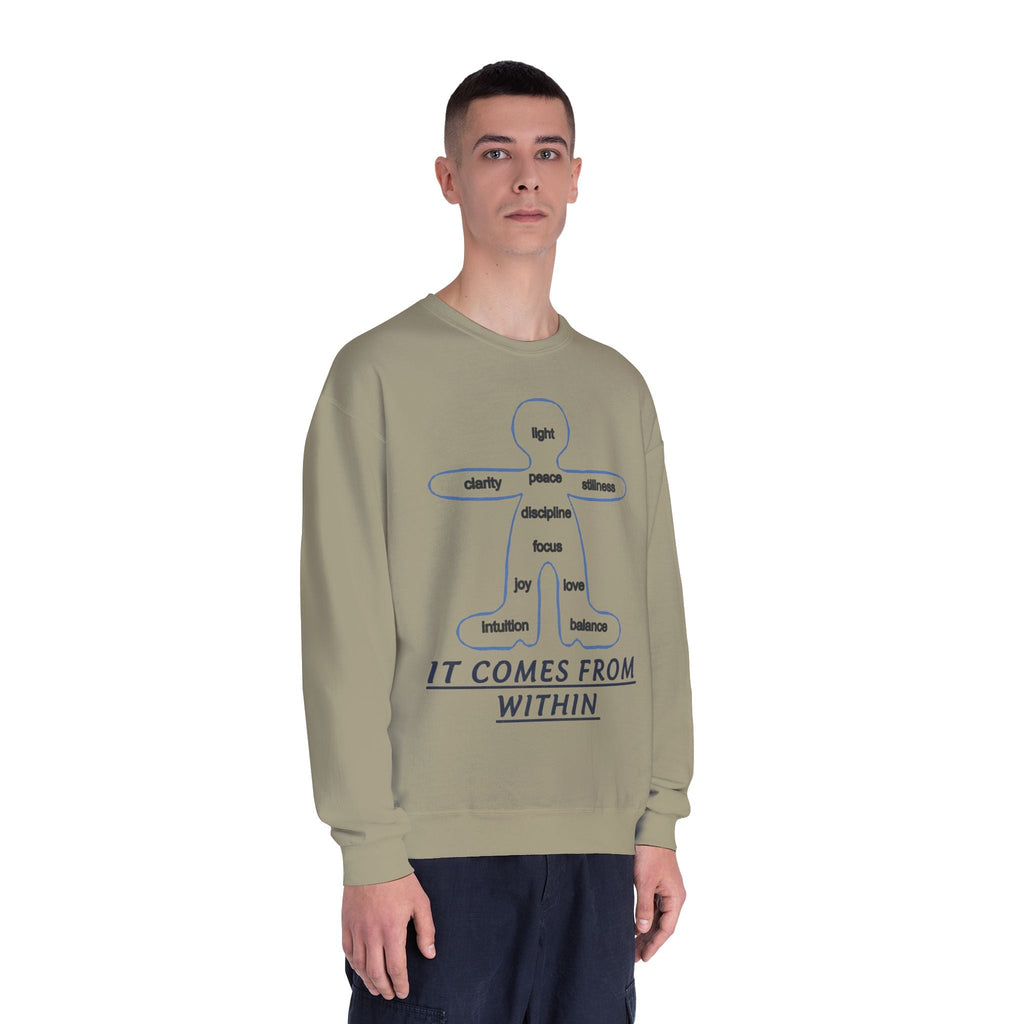 Crewneck Sweatshirt — "It Comes From Within" Mindfulness Diagram Printify