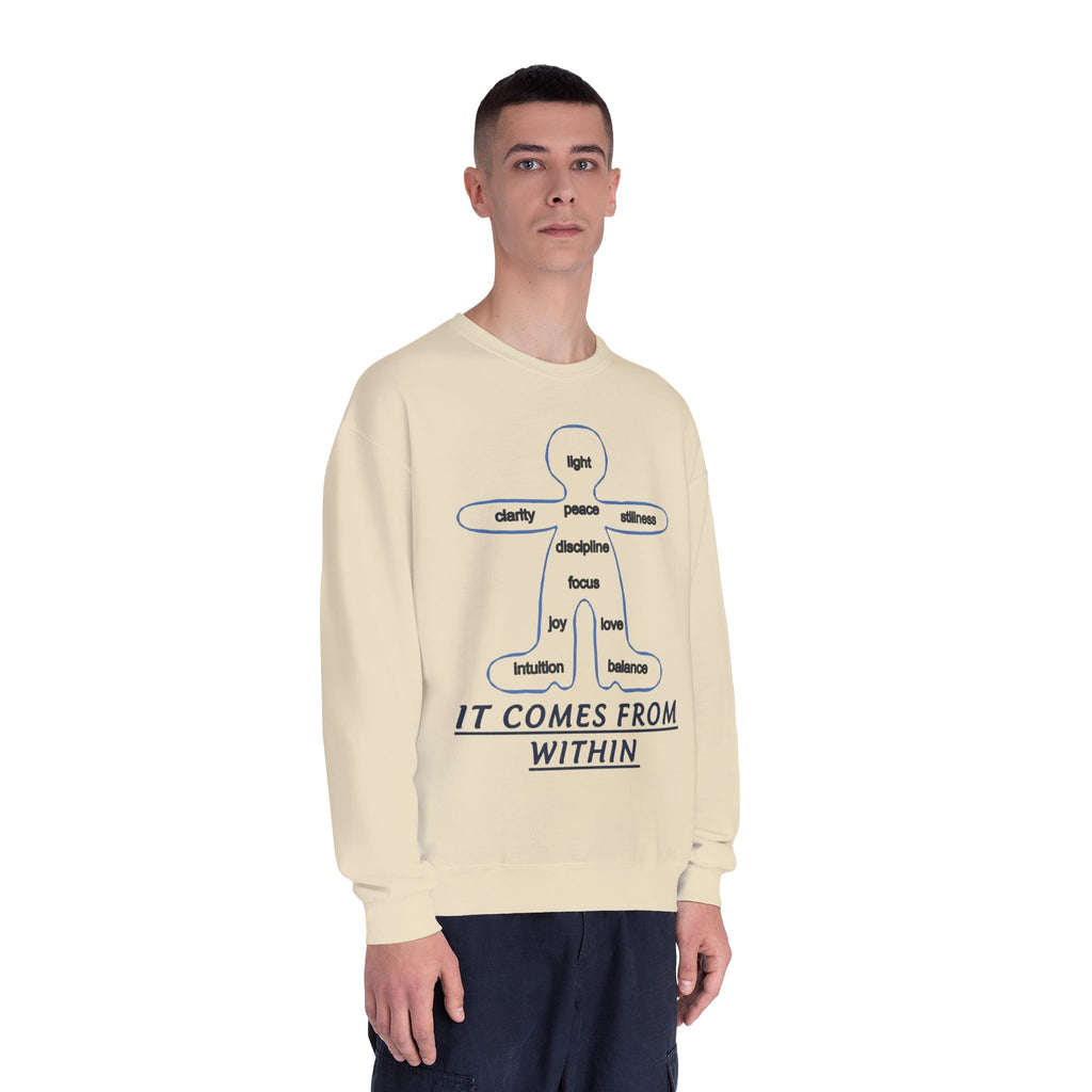 Crewneck Sweatshirt — "It Comes From Within" Mindfulness Diagram Printify