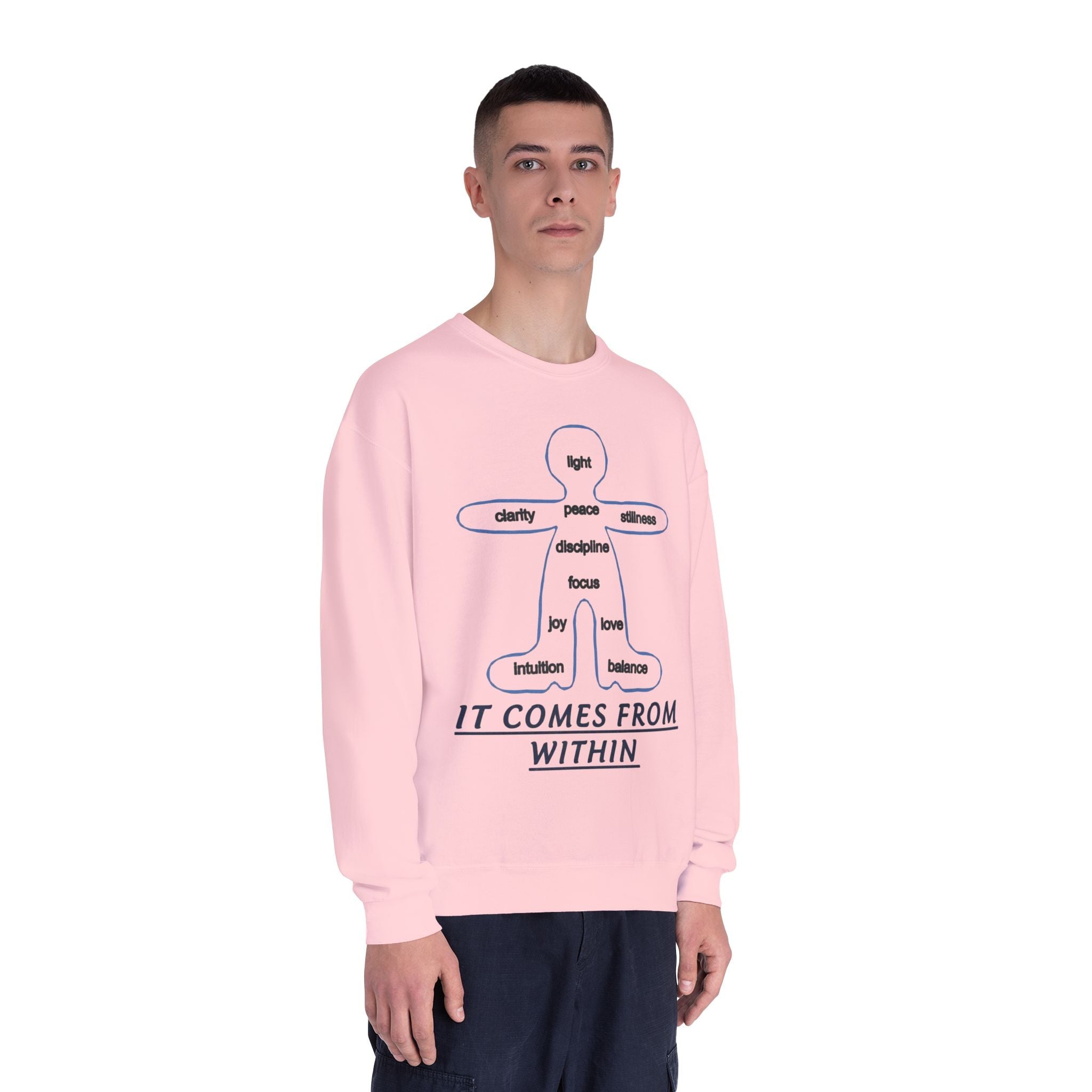 Crewneck Sweatshirt — "It Comes From Within" Mindfulness Diagram Printify