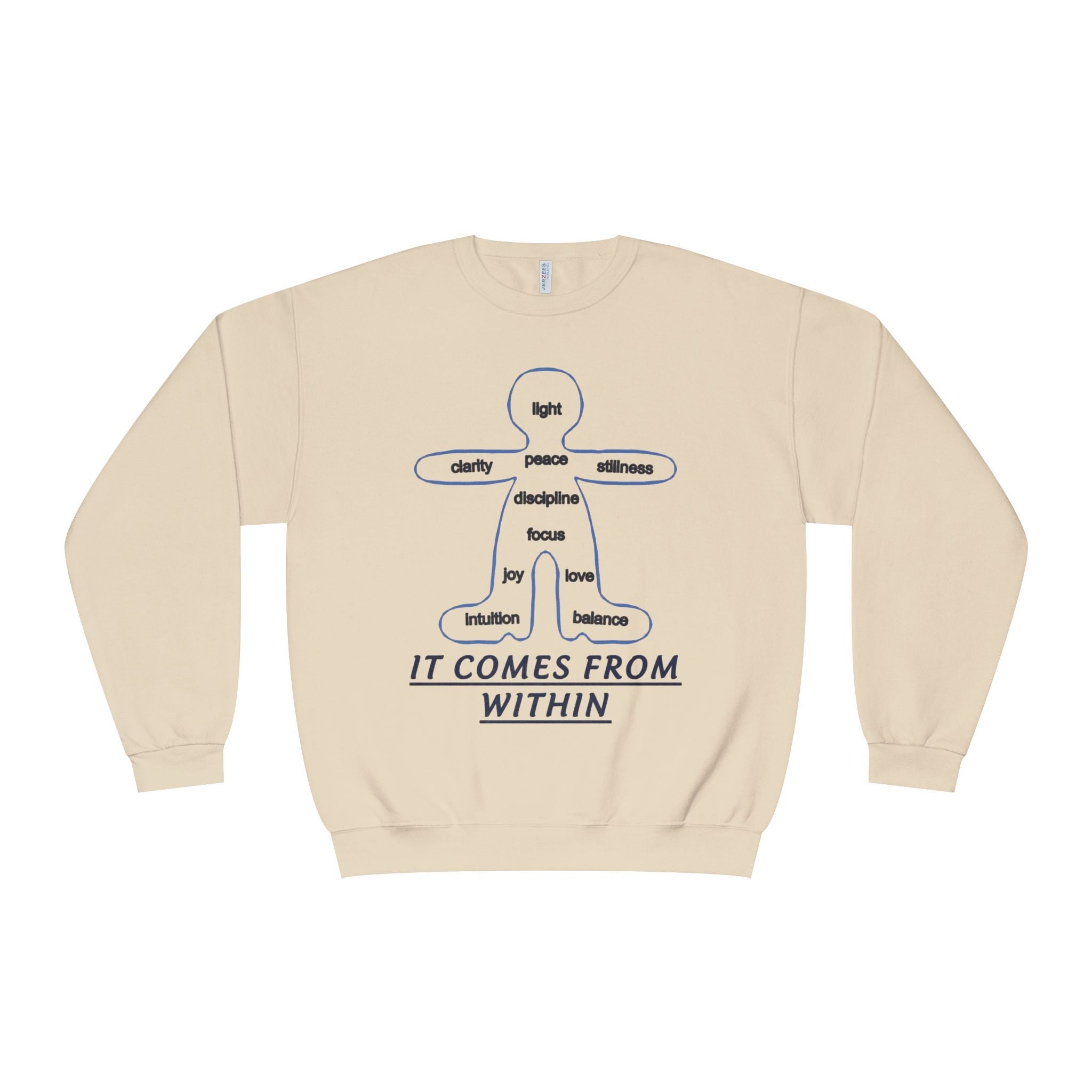 Crewneck Sweatshirt — "It Comes From Within" Mindfulness Diagram Printify